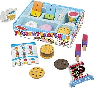 Fâ€Šrâ€Šoâ€Šzâ€Šeâ€Šn Treats: Wooden Play Food Set Bundle with 1 Theme Compatible M&D Scratch Fun Mini-Pad (09869)