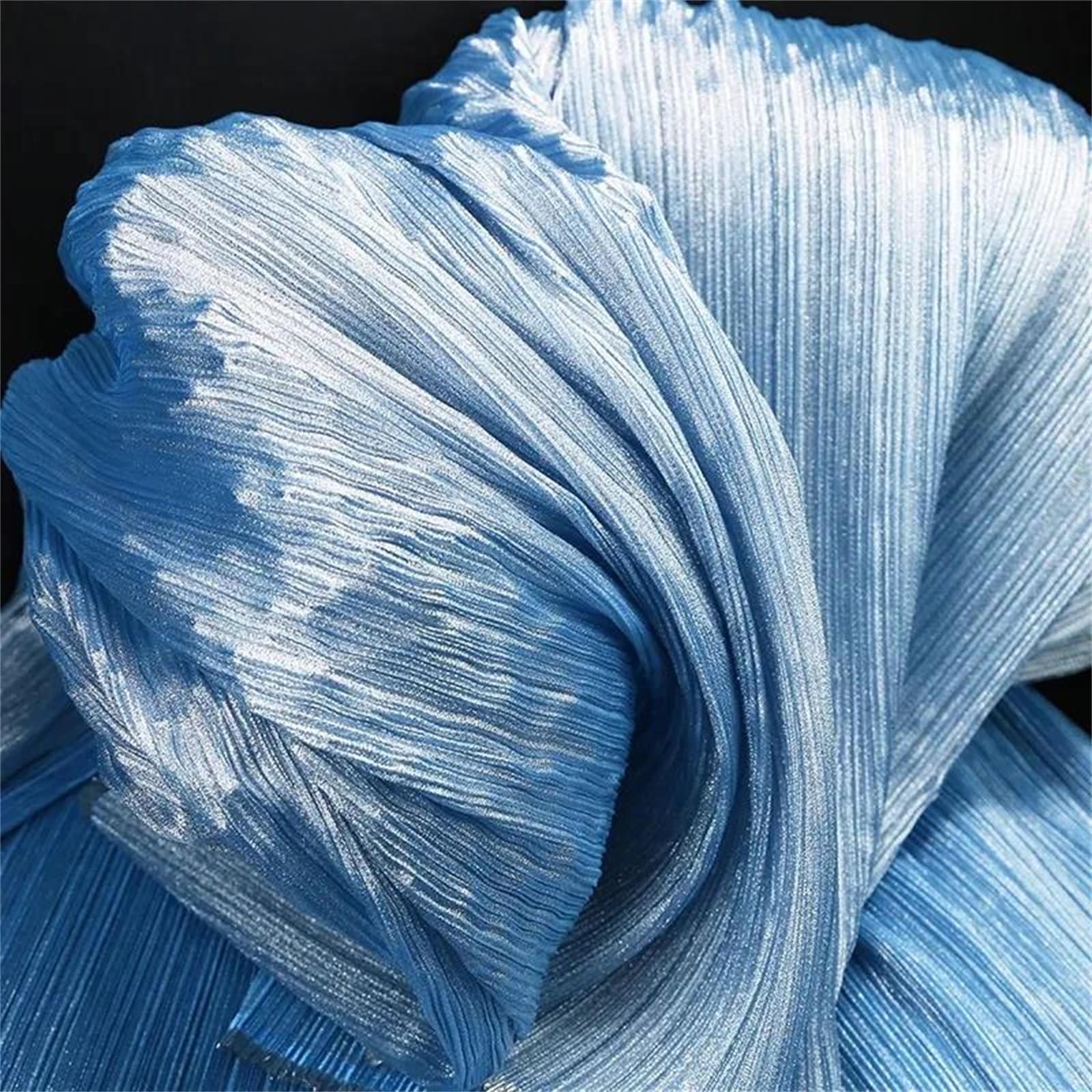 Tela de gasa plisada con perlas, 143cm de ancho plisado poliéster Multicolor varios tamaños vestidos costura escenario boda DIY(5,Straighten 2meters)