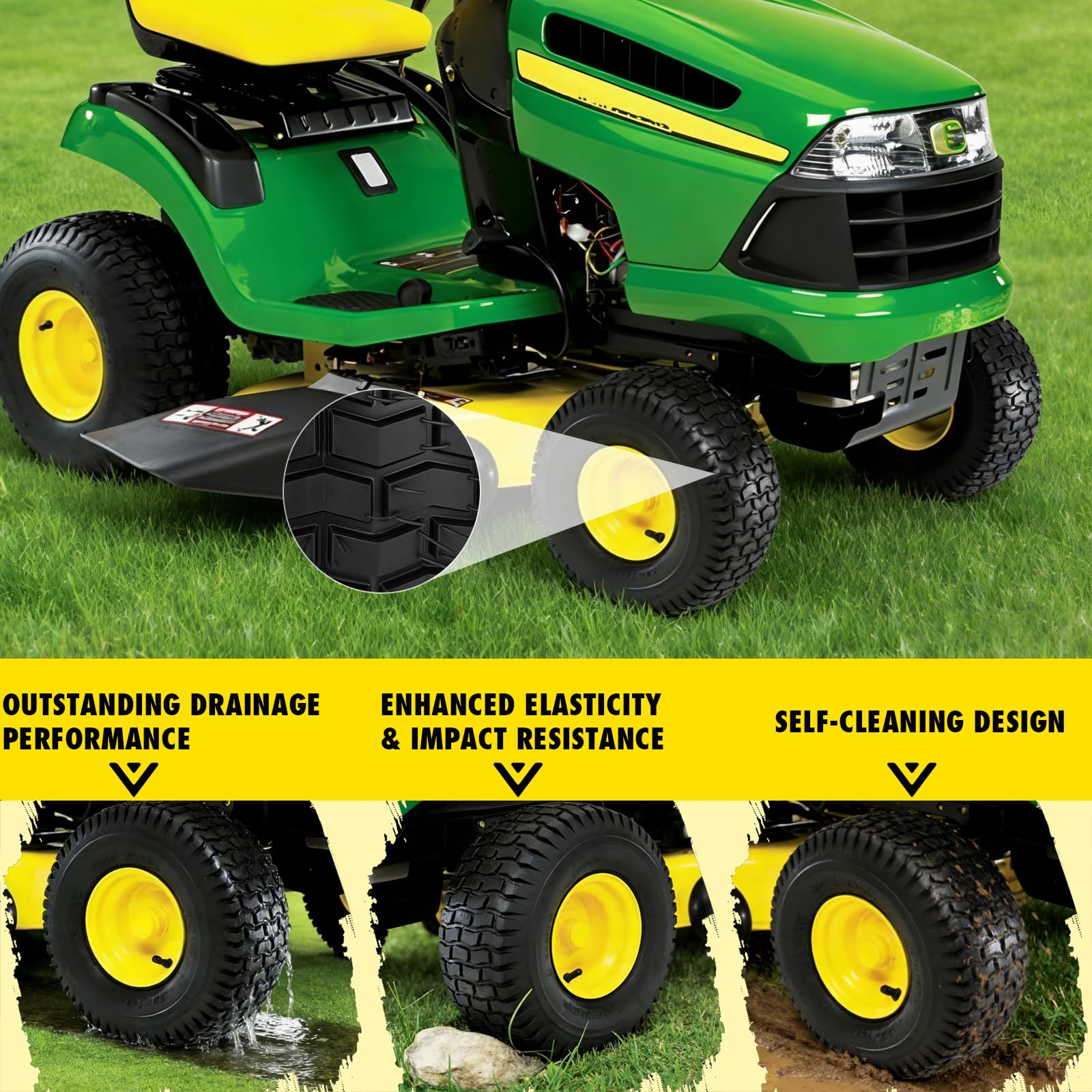 Neumáticos para cortacésped de 15 x 6.00-6NHS, neumáticos de 15 x 6.00-6 para cortacésped y rueda compatibles con John Deere Craftsman Husqvarna, neumáticos delanteros con rodamiento de 3/4 pulgadas