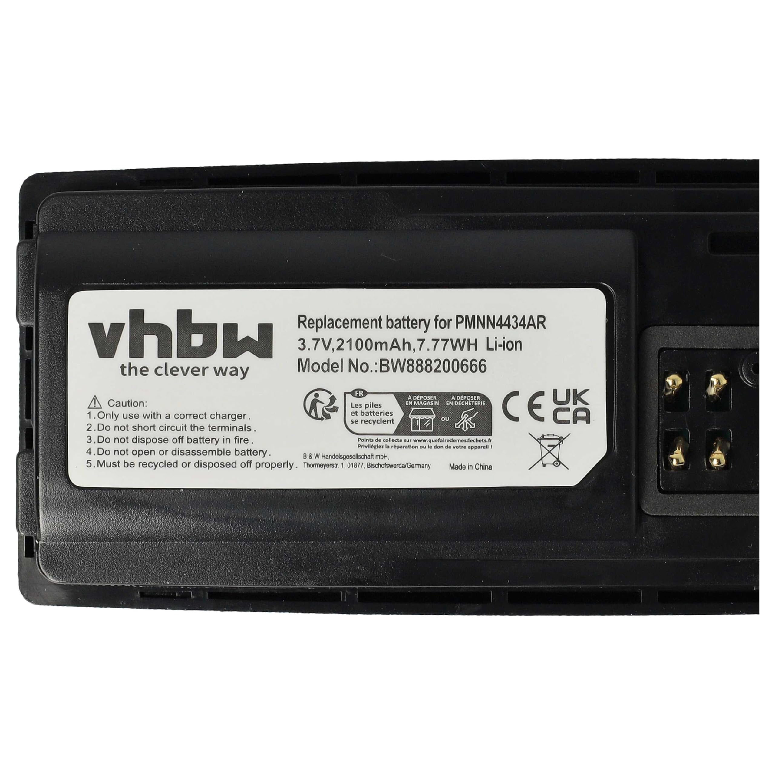 vhbw Akumulator litowo-jonowy 2100 mAh (3,7 V) kompatybilny z Motorola XT420, XT460, XT660d radio, walkie-talkie