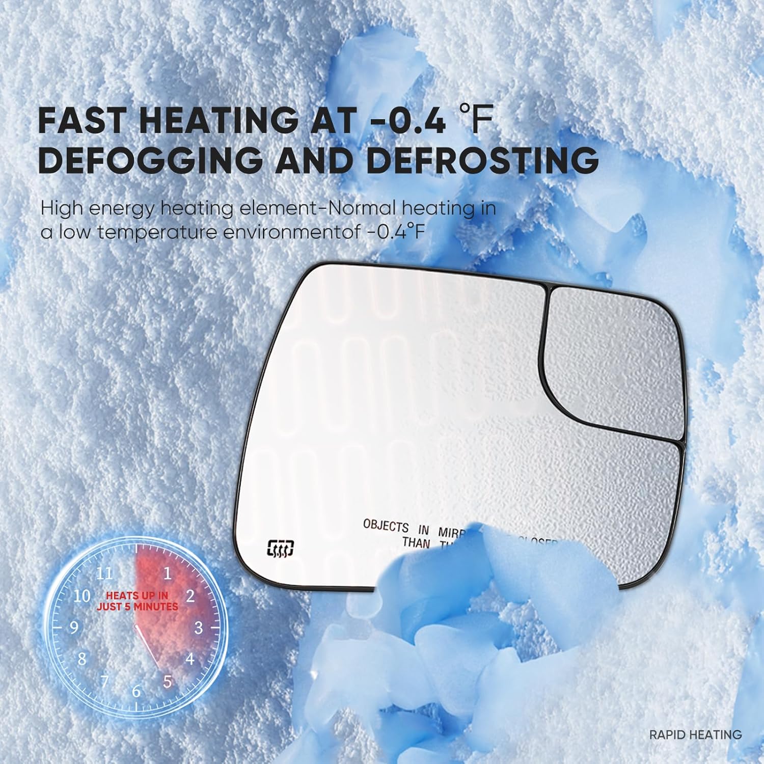 68402036AA Compatible with 2019 2020 2021 Dodge Ram 1500 2500 Passenger Side Mirror, Right Side Mirrors Replacement Glass with Backing Plate, Power Heated