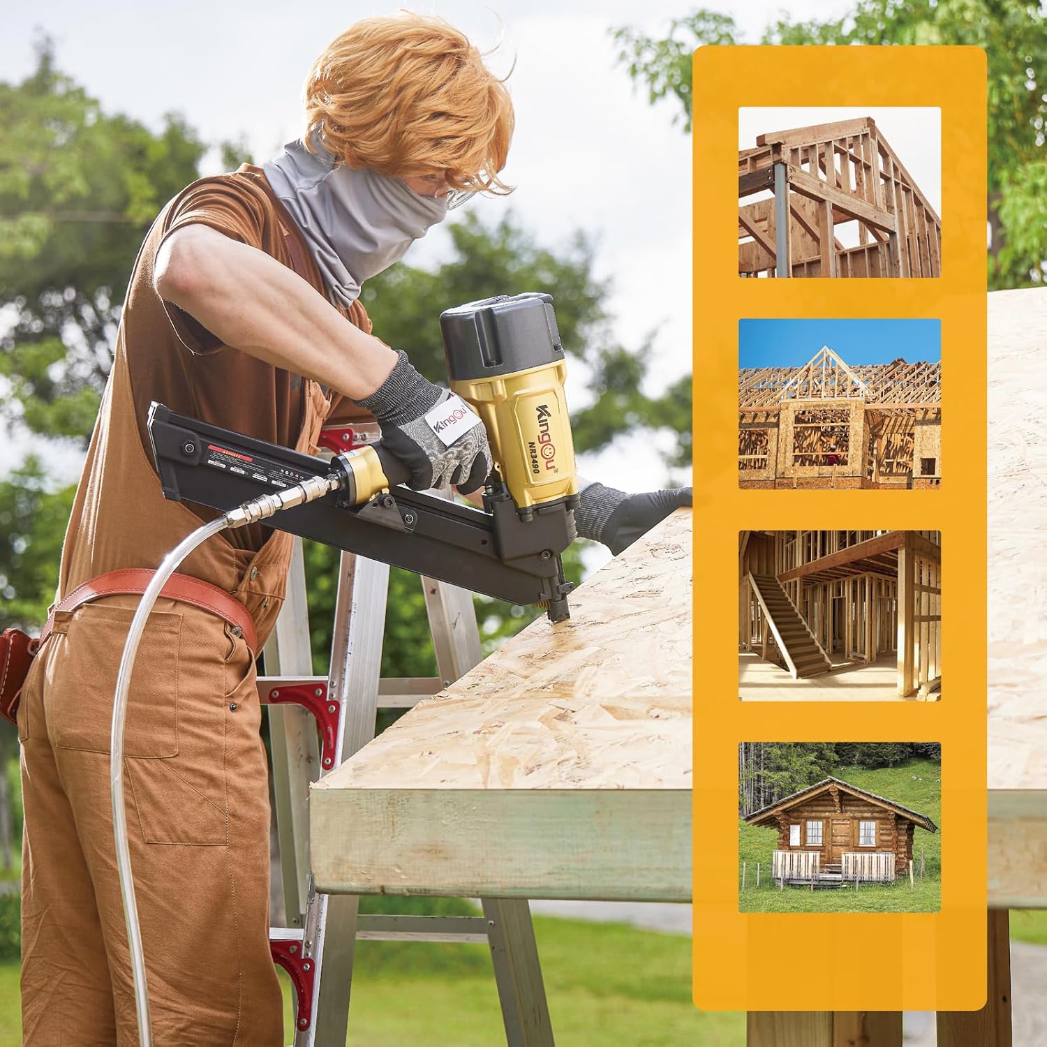 KingOu NR3490 34 Degree 3-1/2" Clipped Head Framing Nailer Aluminum Magazine With 200 nails