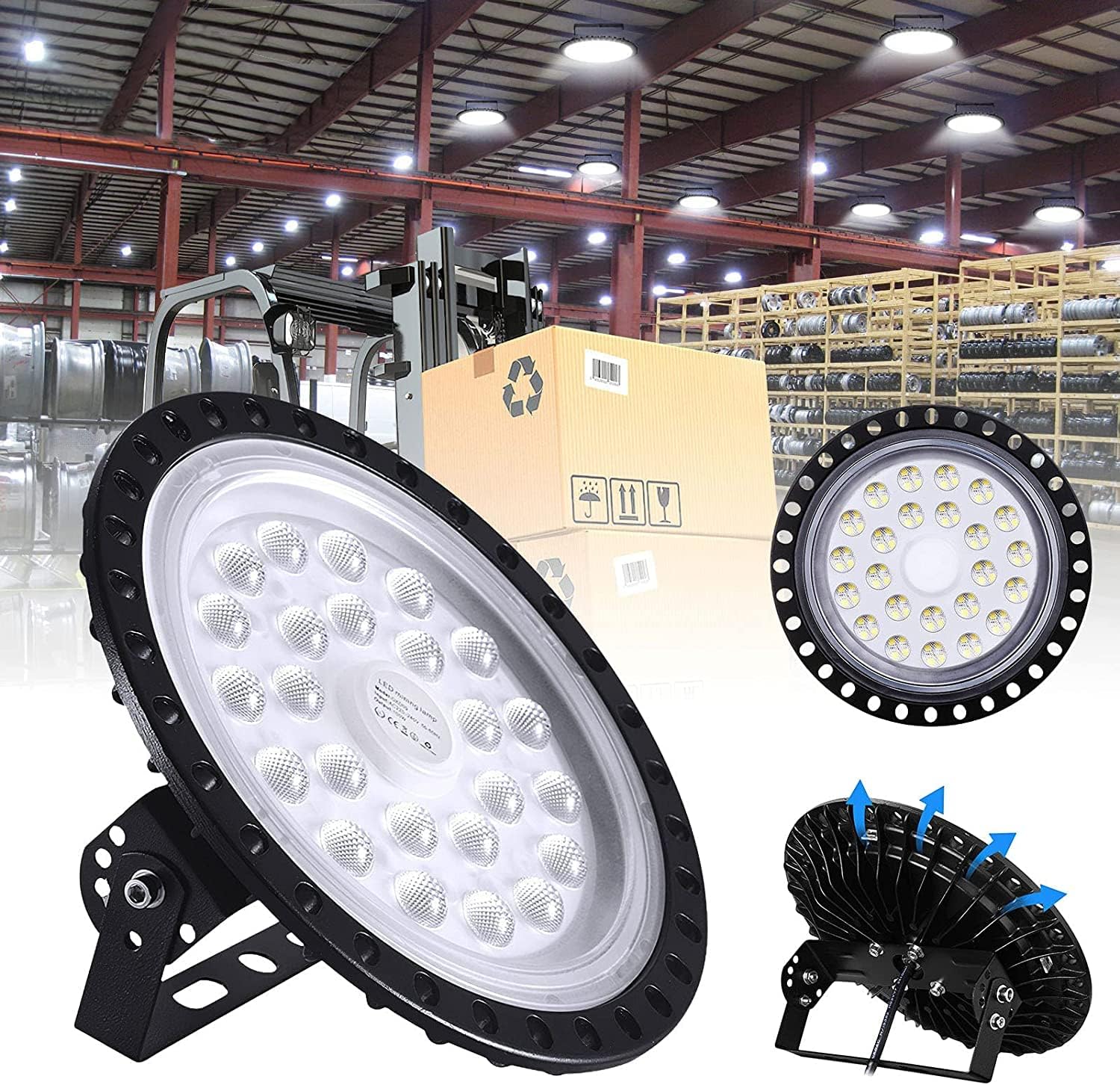 LED High Bay Light 100W, 10000LM UFO LED High Bay Light, 6000K High Bay