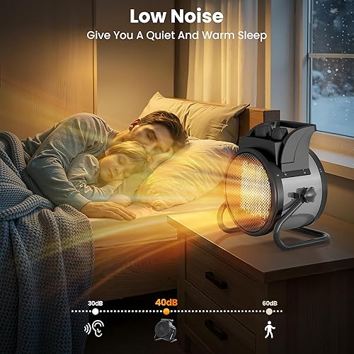 Miniatura 6 de Calentadores de espacio para uso en interiores, calentadores eléctricos PTC de 1500 W con termostato, calentador portátil pequeño con ángulo