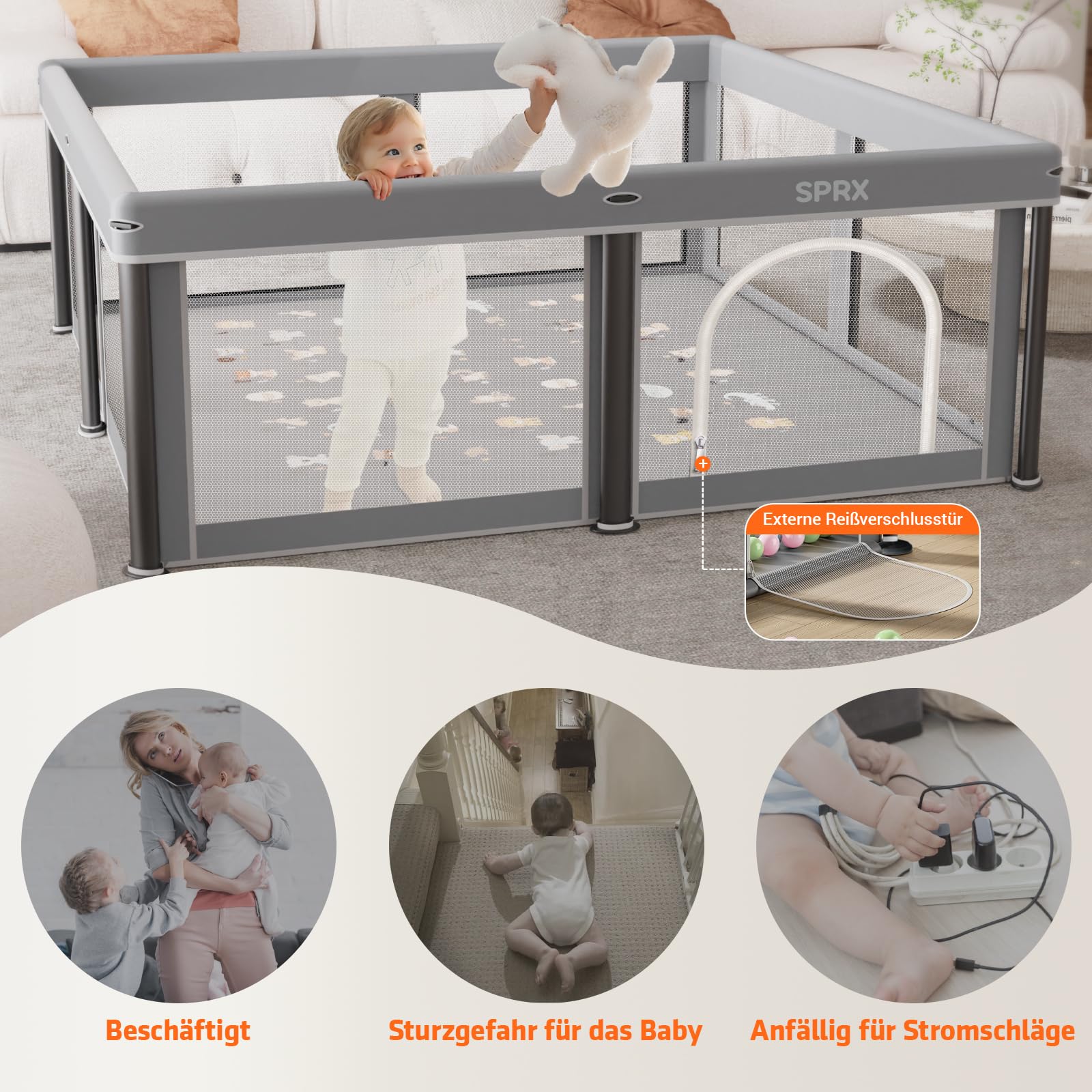 laufstall baby faltbar mit Matte,127x127,zusammenklappbarer Laufstall für Babys und Kleinkinder,Sicherheitslaufstall für Kinder im Innen-und Außenbereich,tragbarer Reiselaufstall und 30 Ozeanbällen