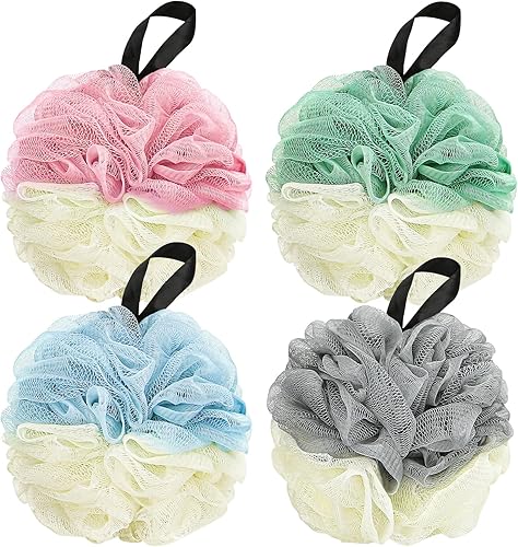 DadyMart Esponja de baño para ducha esponja exfoliante de malla de baño bola de ducha esponja de baño exfoliante para mujeres y hombres juego de 4