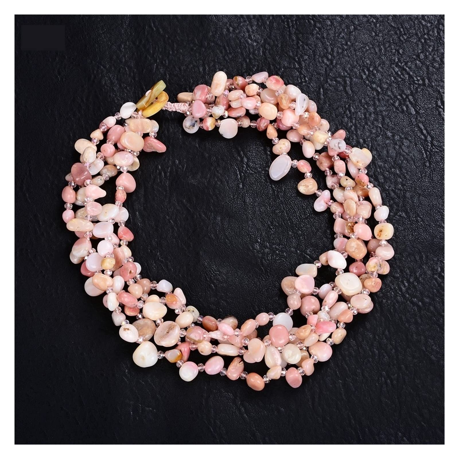 Gioielli 20 pollici 5 fili collana di cristallo opale rosa soddisfare Collane da donna