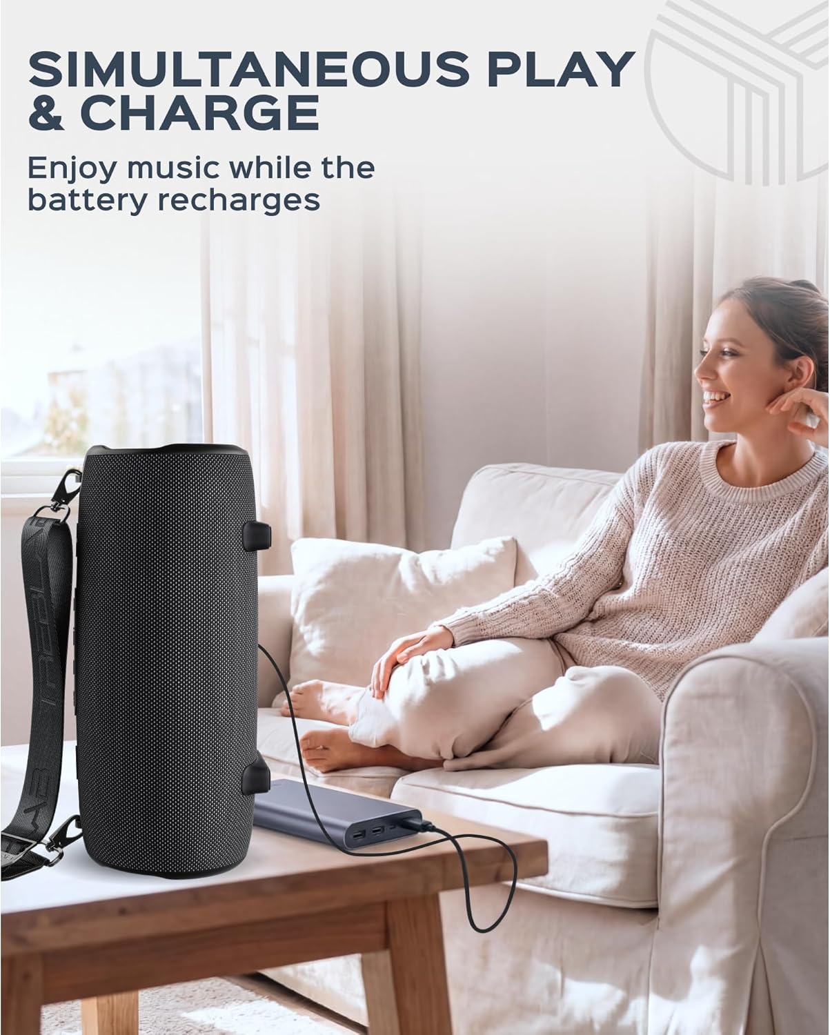 TREBLAB HD-Max - Loud Portable Bluetooth Speaker for Outdoor Parties, Beach & Camping - Powerful Wireless Stereo Sound with Deep Bass, IPX7 Waterproof, 20H Playtime, Powerbank to Charge Your Devices - Image 9