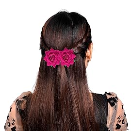 Topbuti Rose Hair Clip Flower Hairpin Brooch Floral Clips, 4 Pcs Fabric Rose Flowers Hair Clips Mexican Hair Flowers Pin up Headpieces for Woman Girl Wedding Party Mother\'s Day (Hot Pink)