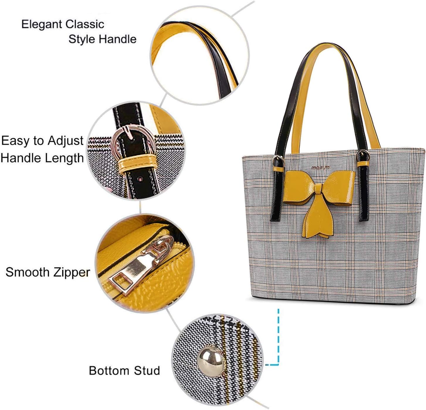 Gеt Pорulаr оƒƒеr MOSISO Laptop Bag for Women, 15.6 inch Laptop Tote Bag Compatible with MacBook Pro 16 inch A2141 & Notebook, PU Leather Grid Large Capacity Work Business Travel Briefcase Handbag with Bowknot, Yellow