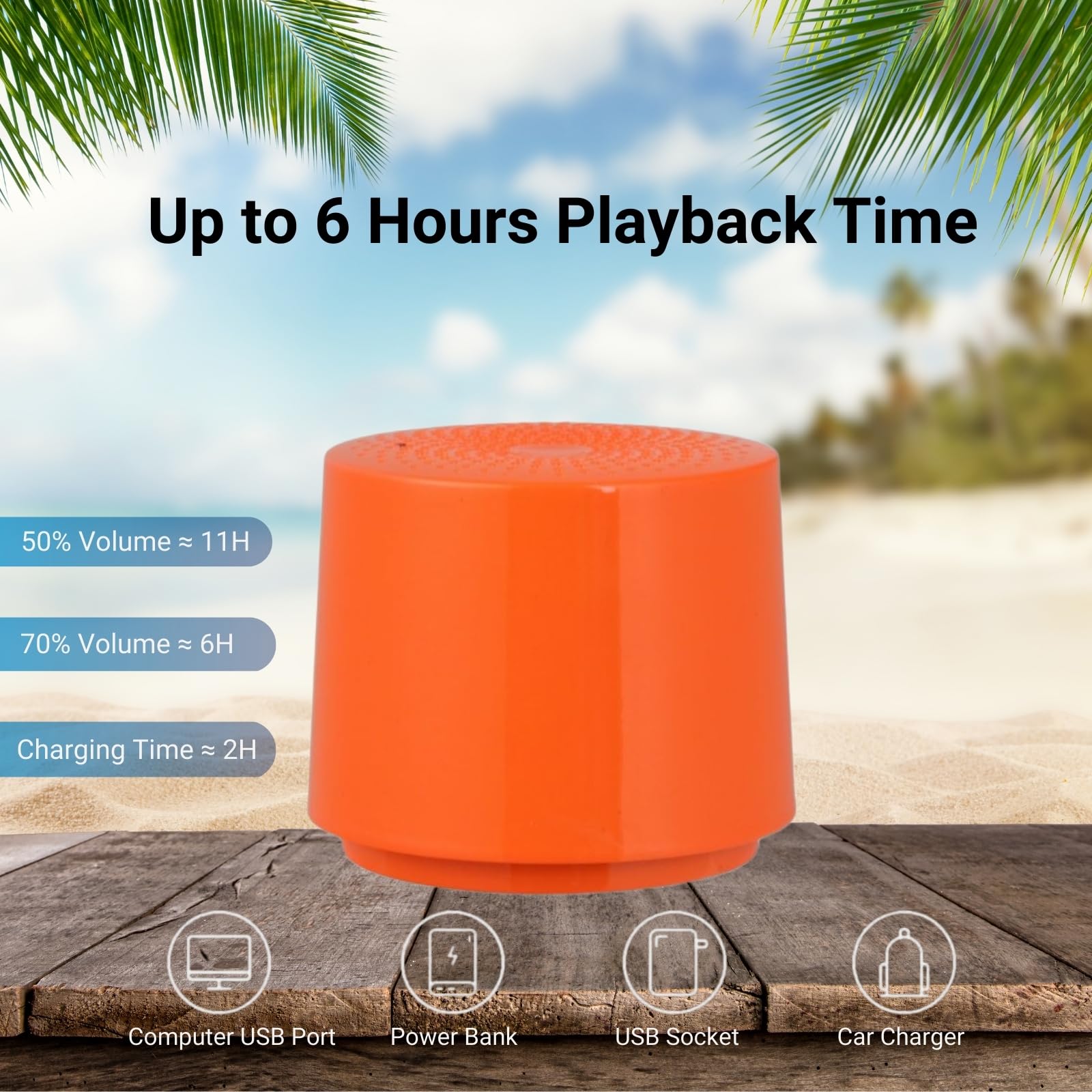 HOAIYO Mini Bluetooth Speaker with Travel Case Packed, 6 Hour Playtime, Mic, TWS Pairing, Small But Loud - Image 3