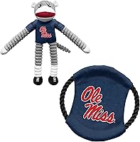 Vista 39 de Littlearth NCAA Sock Monkey and Flying Disc Pet Toy Combo Set, Team Color, One