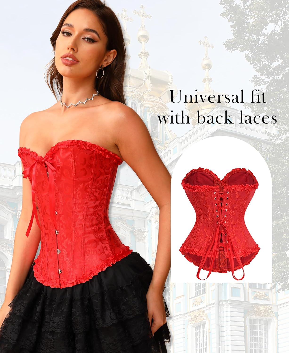 Bustier Corset Top for Women | Overbust Lace Up Waist Cincher Shapewear Lingerie - Image 5