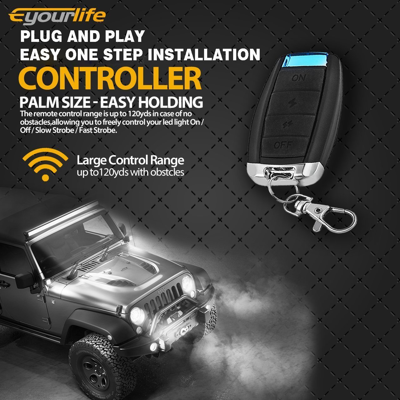 Barra de Luces LED Arnés de cableado Kit de cableado estroboscópico inalámbrico Interruptor de Control Remoto estroboscópico de Encendido