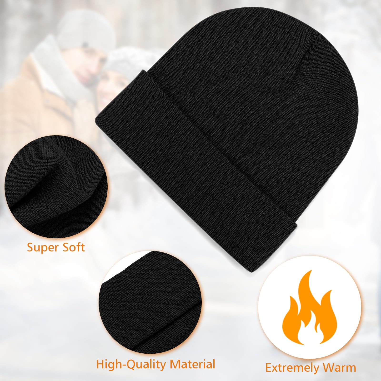 Gorro de Invierno para Hombre y Mujer, Clásico Gorro de Invierno de Punto Elástico Básico