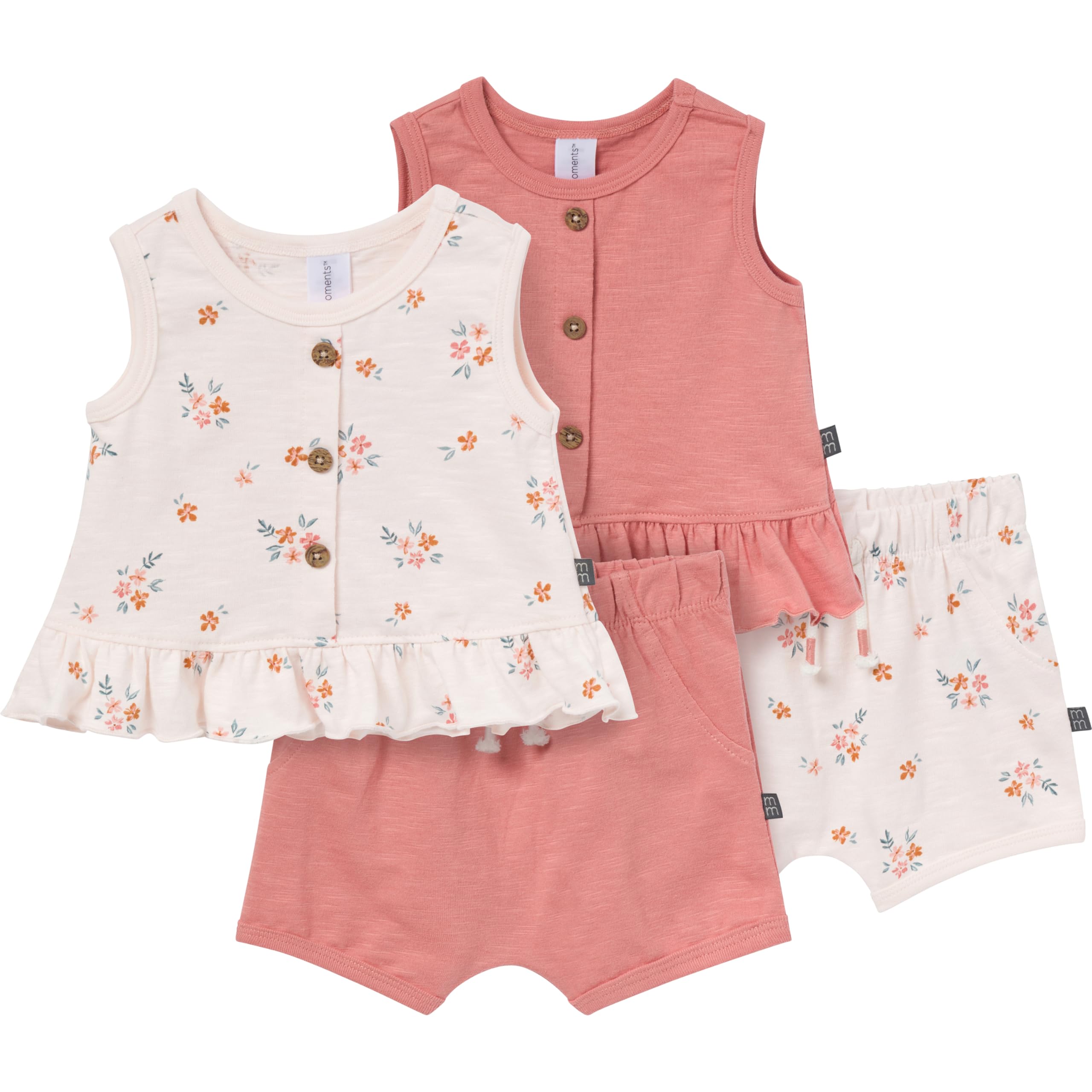 Modern Moments by Gerber baby-girls 4-pack Peplum Top & Short Set