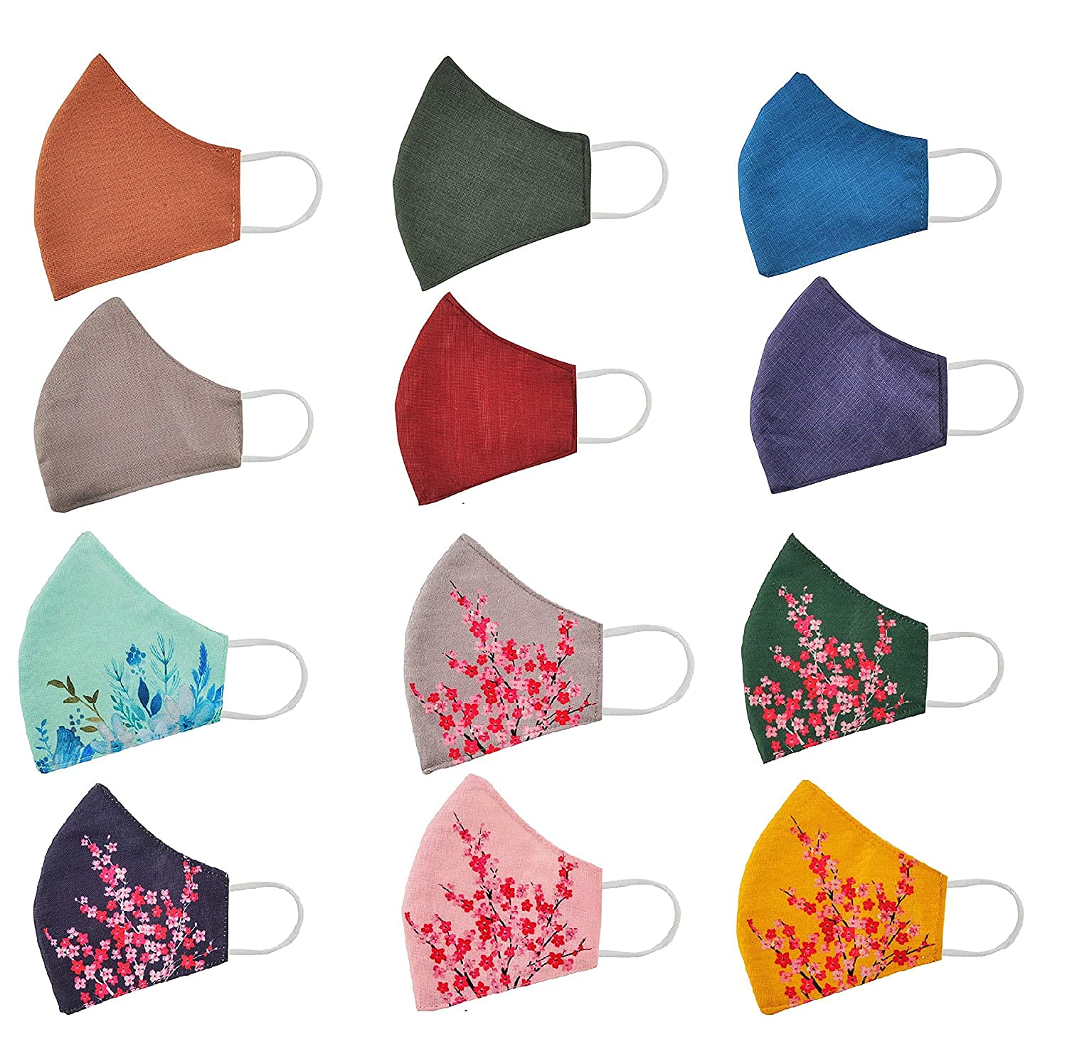 SIXSIGMA® Cotton Basic Reusable Cloth Face Mask Adult,Women,Men Soft Washable 100% Cotton Unisex Face Cover Printed Face Covering Pack of 12 (Multi colour)-image-23