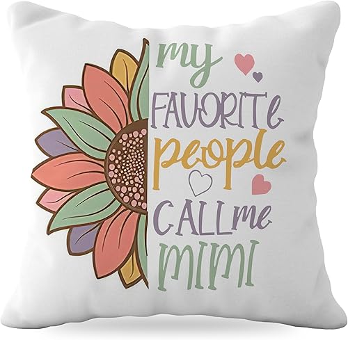 Mimi Gifts - Fundas de almohada de 18 x 18 pulgadas, funda de almohada Mimi, abuela