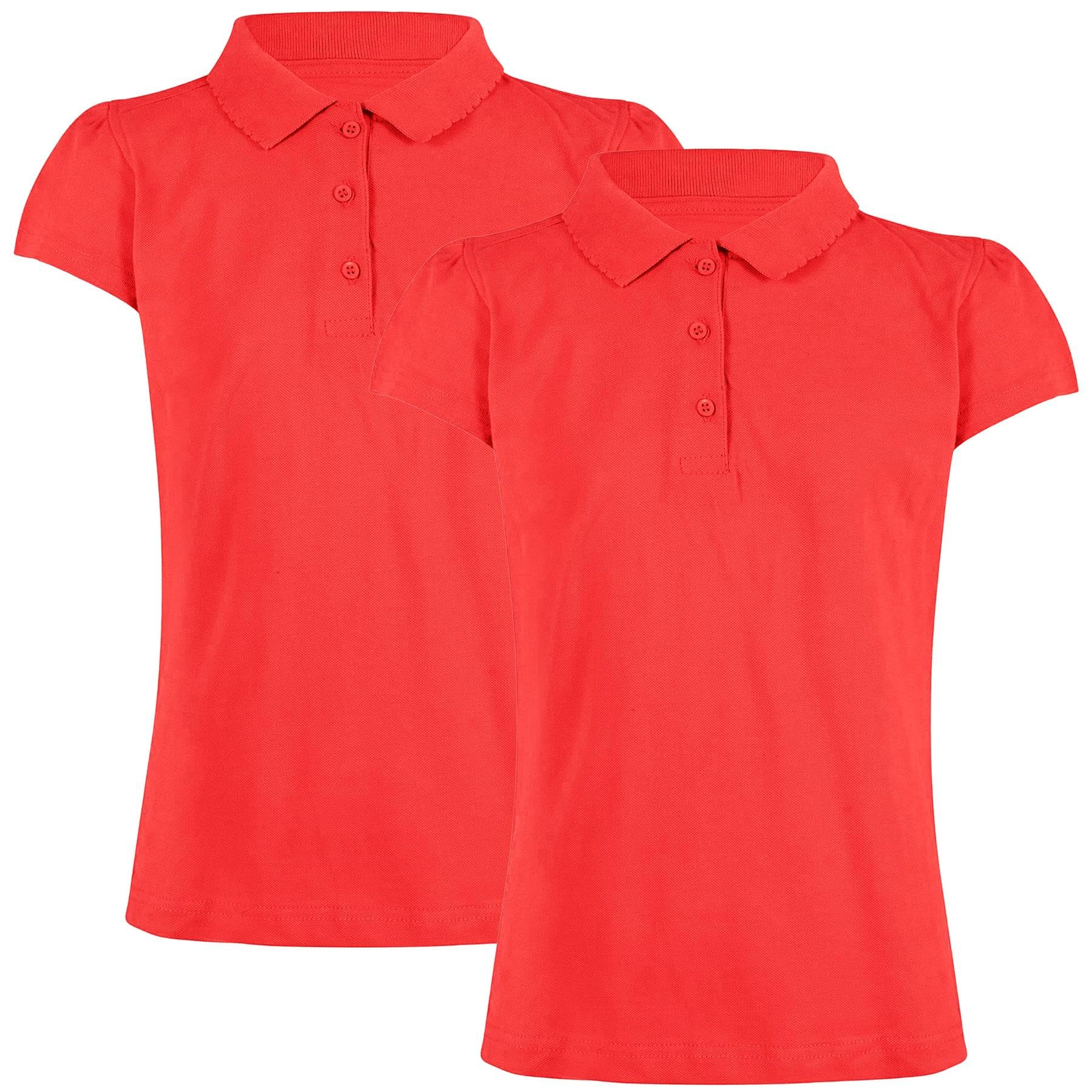 A2Z 4 Kids Plain - Girls Polo Shirt Red 2 Pack 9-10