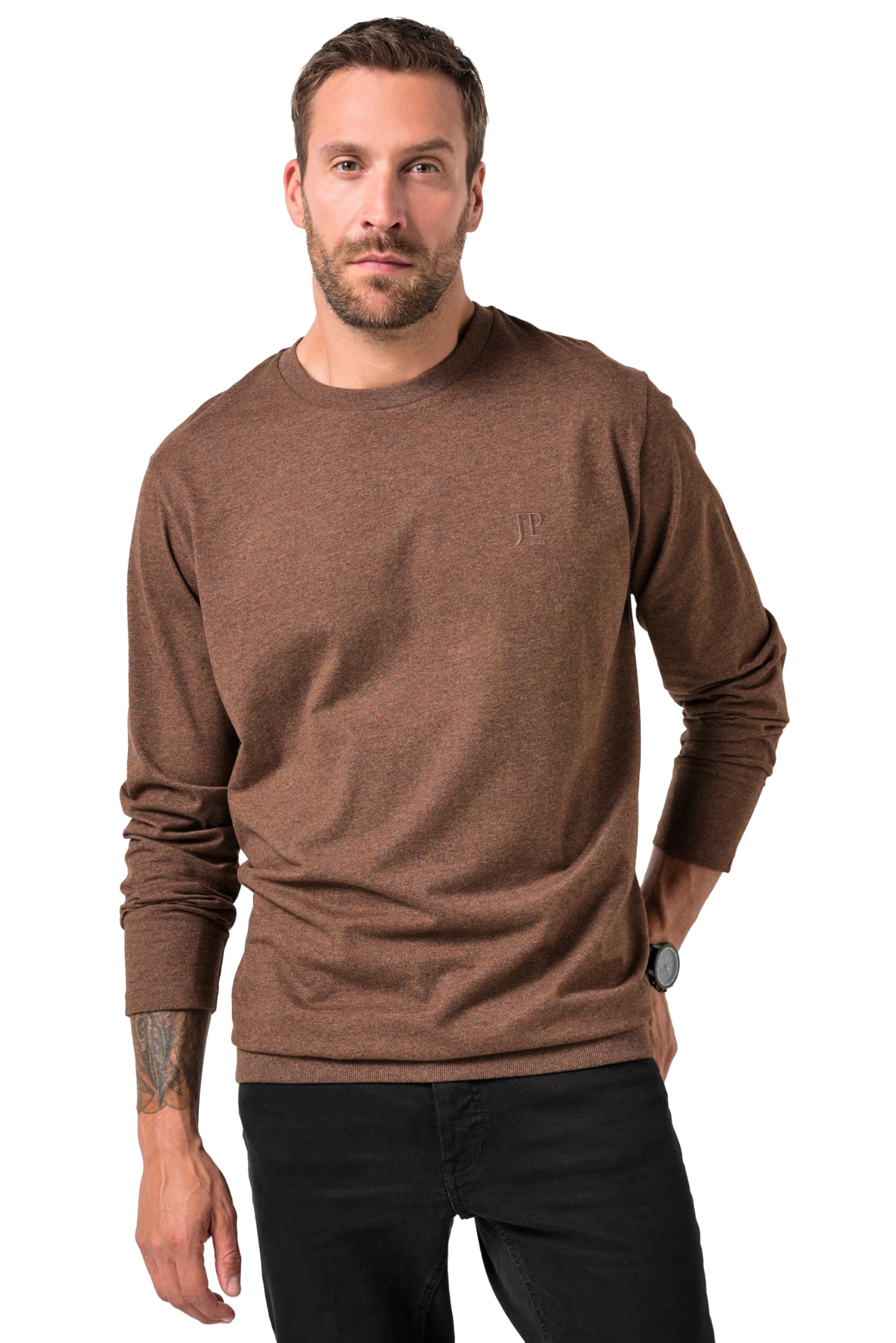 JP 1880 Herren große Größen Übergrößen Menswear L-8XL Langarmshirt, Bauchfit, Basic, Rundhals 827128