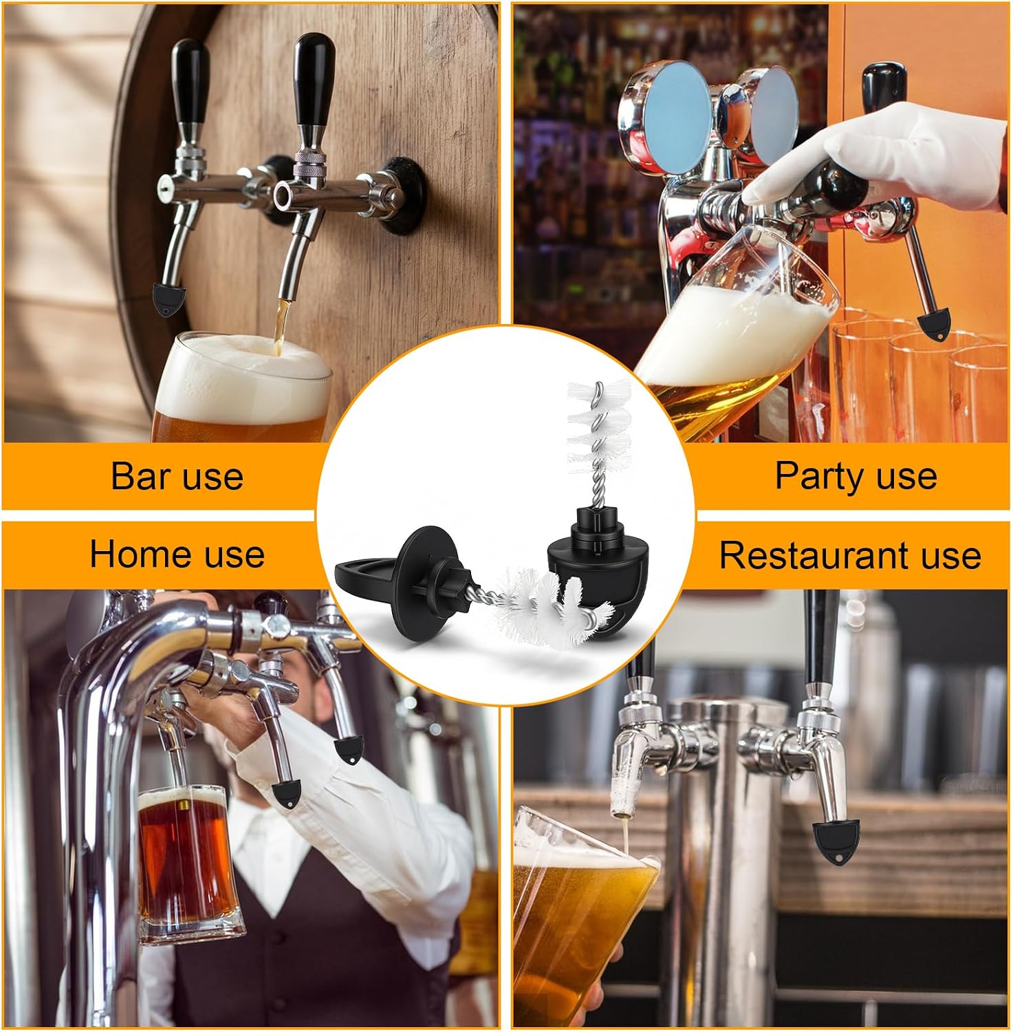 50 Pcs Beer Plugs Tap Faucet Cleaning Brush Plug Reusable Draft Tap Hygiene Brush Kit for Home Bar Restaurant Party Black