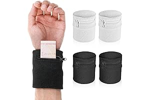  Wrist Wallets for Women Zipper: 4Pcs Wrist Sweatbands with Zipper Pouch for Women
