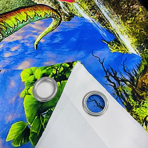 ANHOPE Dinosaur Curtains Eyelet Ring Top Thermal Insulated 80% Blackout Curtains with Jungle Animal Dino T-Rex Print Pattern Window Drapes for Kids Boys Girls Bedroom 28 x 54 Inch Drop 2 Panels - 4