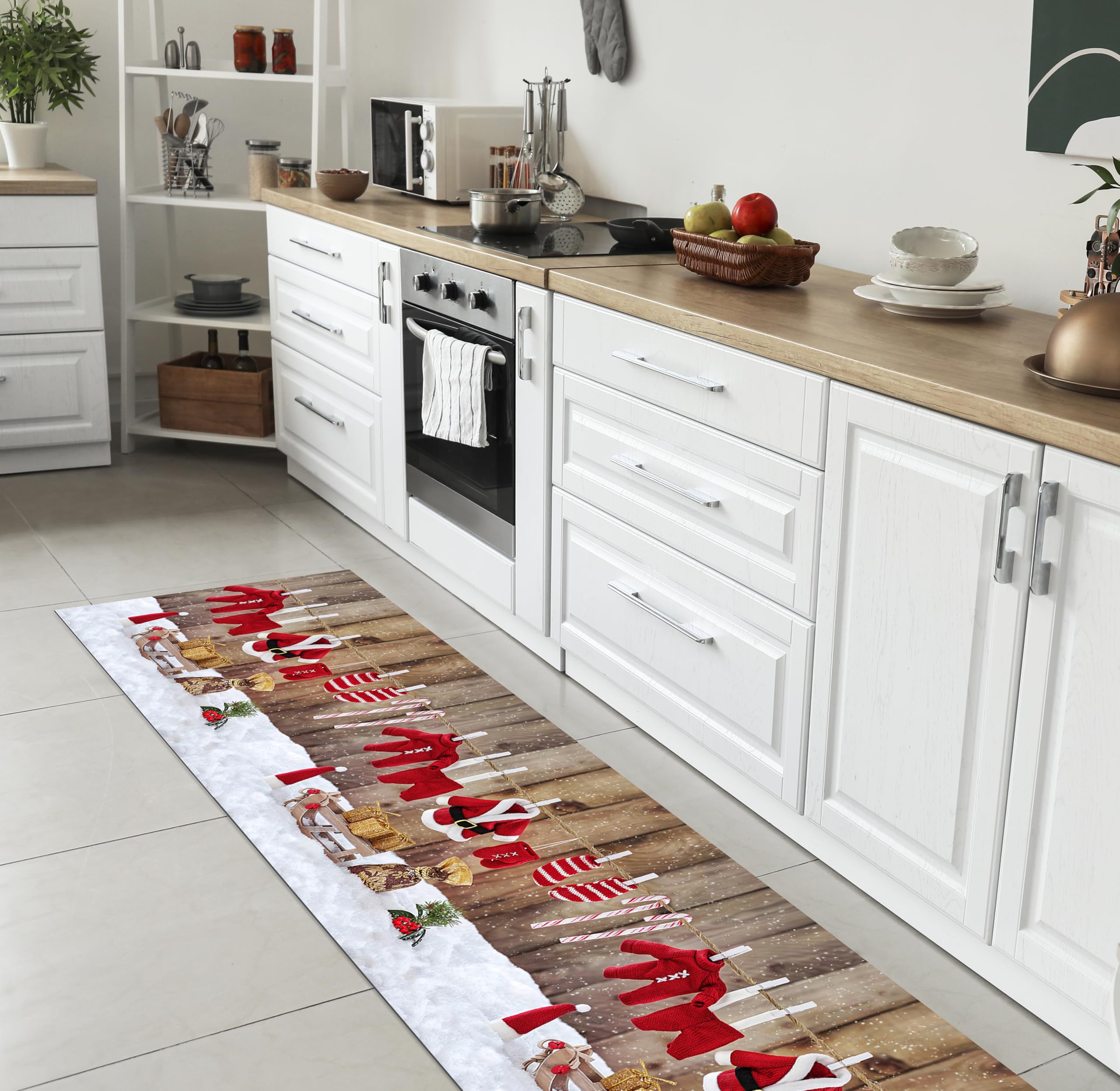 IlGruppone Tappeto Natale Cucina Antiscivolo Made in Italy Passatoia Natalizia Antimacchia Multiuso Corridoio Soggiorno Lavabile in Lavatrice - Natale6-50 x 250 cm