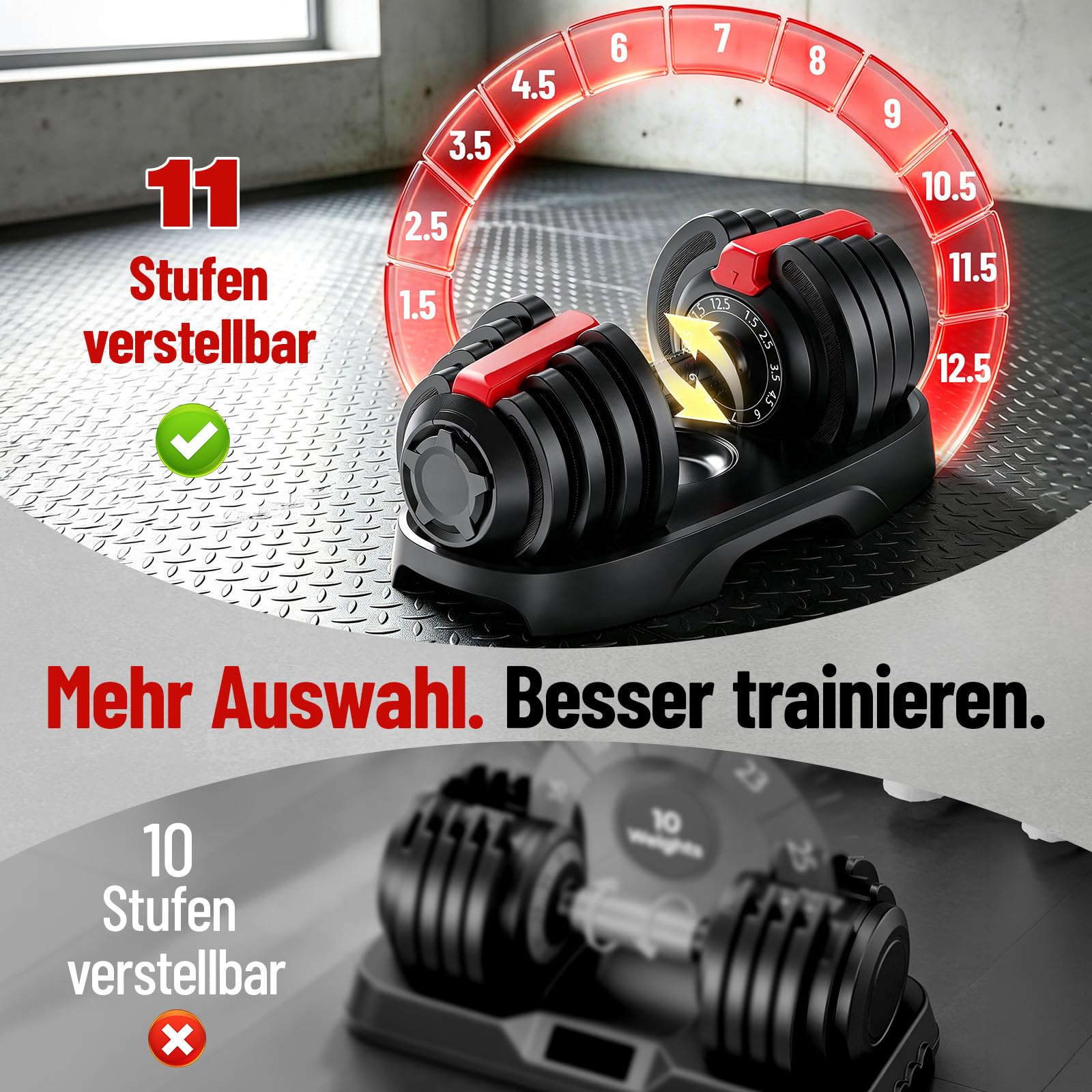 Yagud Verstellbare Hanteln set, 12.5KG/18KG/24KG Schnellverstellung
