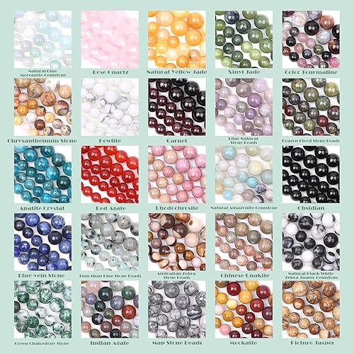 Miniatura 5 de 60 cuentas redondas de piedra natural de 0.236 pulgadas, agujero de cristal de apatita natural, tamaño de agujero de 0.039 pulgadas (0.039 in),