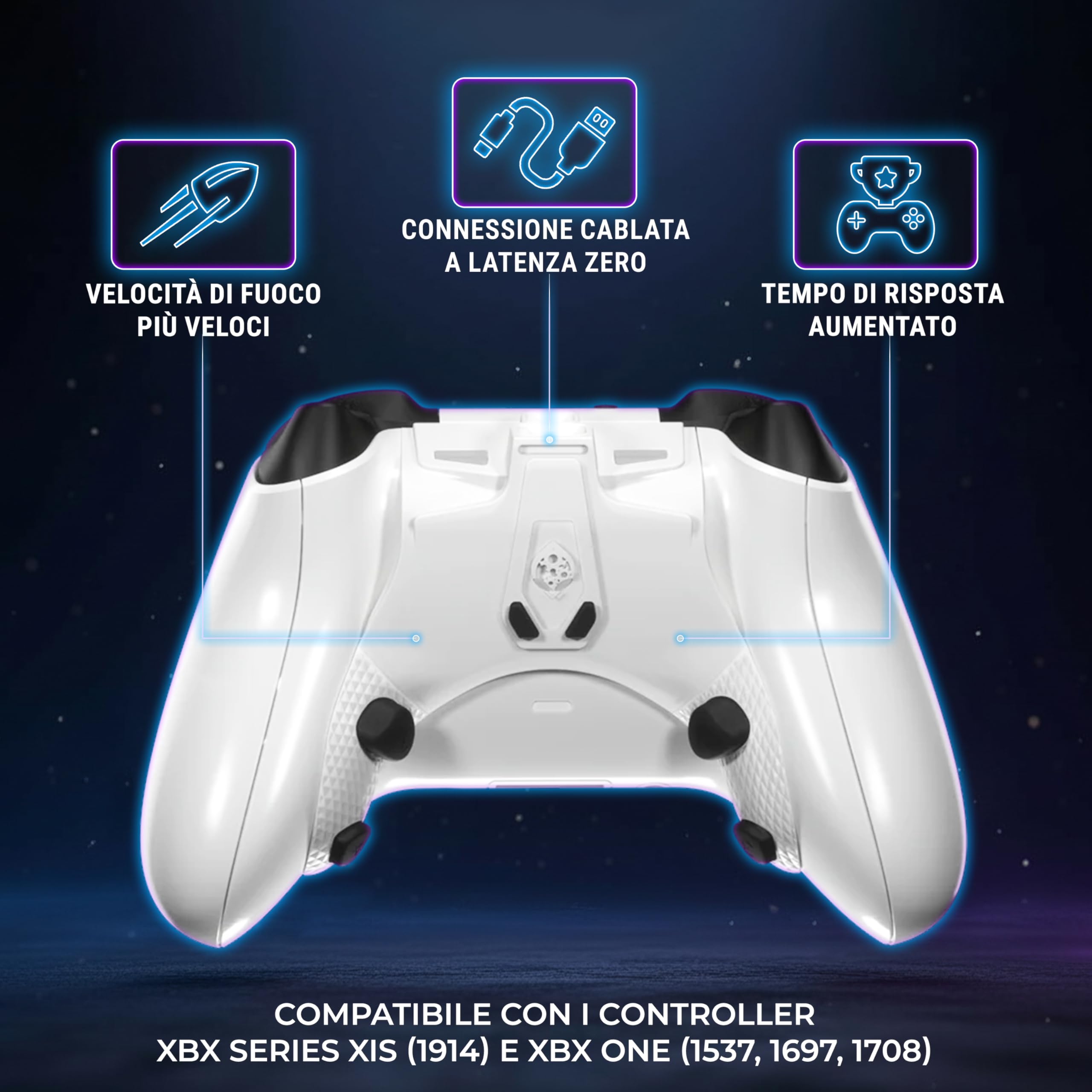 Collective Minds Strike Pack ‘Horizon’ – Kit MOD cablato per controller Xbox | 4 pulsanti posteriori programmabili | Accessorio gaming Xbox con app per pro player | Compatibile Xbox Series X|S e One