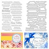 ORIGACH Happy Birthday Stamps and Dies for Card Making Birthday Sentiment Clear Stamps and Cutting Dies for Scrapbooking DIY Crafting Decorative