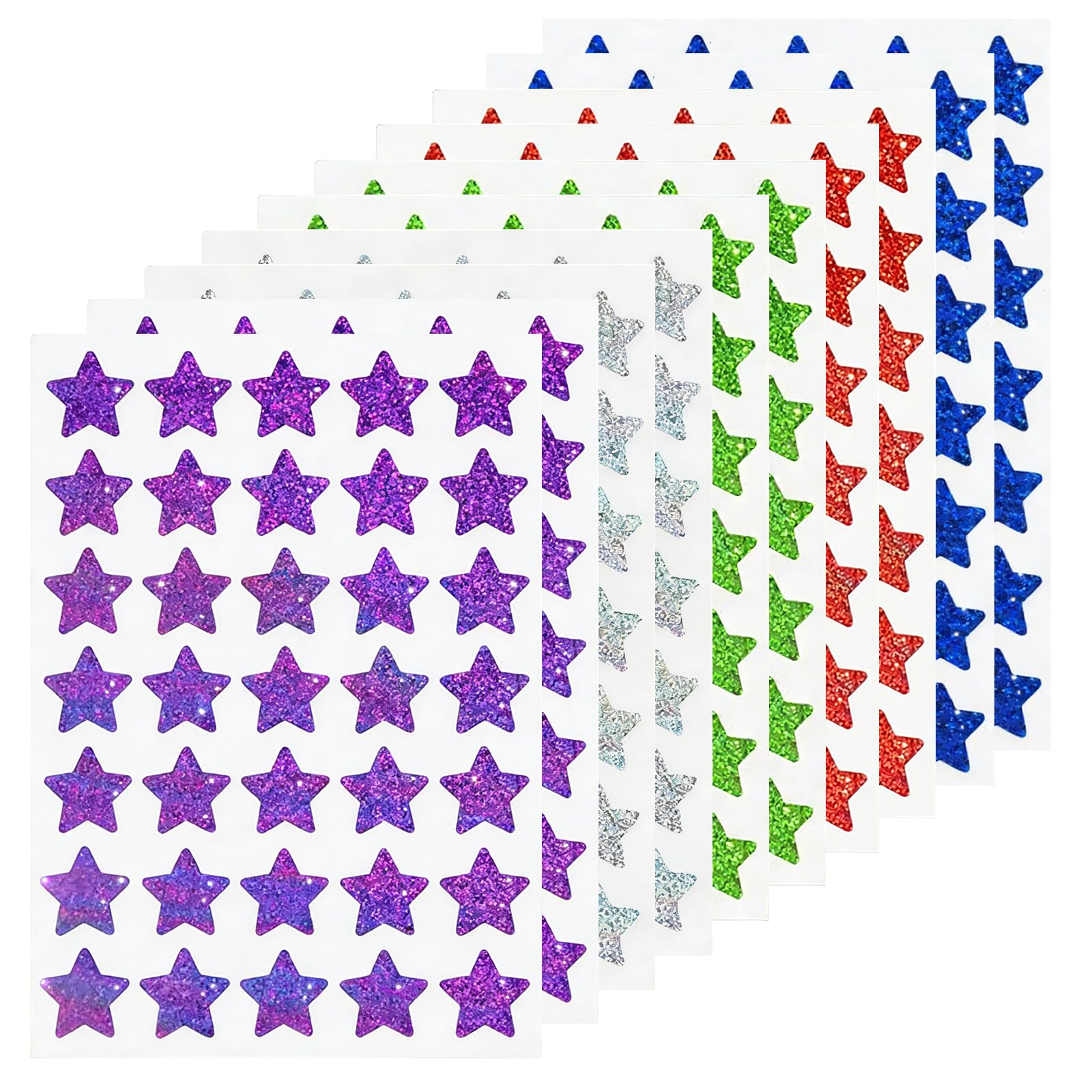 350PCS Star Stickers, 25mm Holographic Glitter Star Stickers for Reward Chart, 5 Color Stars Sticker or Kids Teachers Calendars Crafts Scrapbooking Classroom Home Office