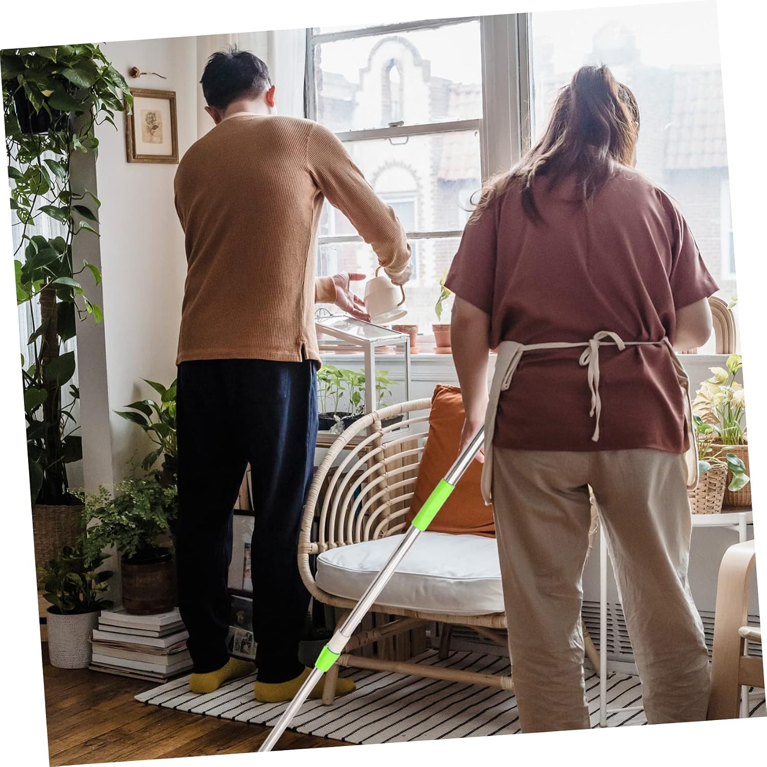 Healeved Stainless Steel Rotary Mop Pole Replacement for Cleaning Systems Extended 60-inch Adjustable Handle Compatible Mop Heads for Home and Commercial Use