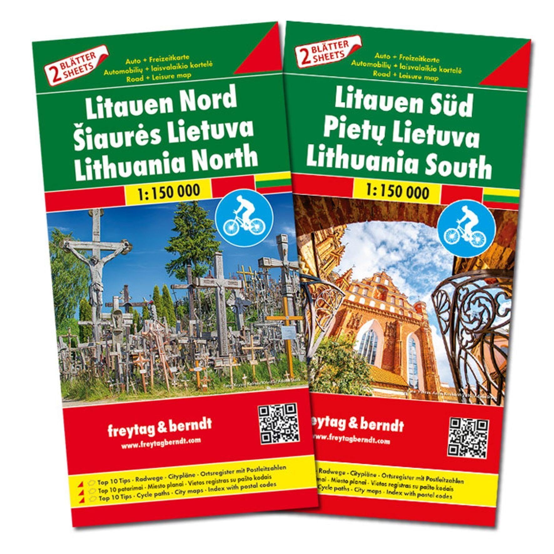 Lithuania East + West + cycling paths: wegenkaart 1:150 000