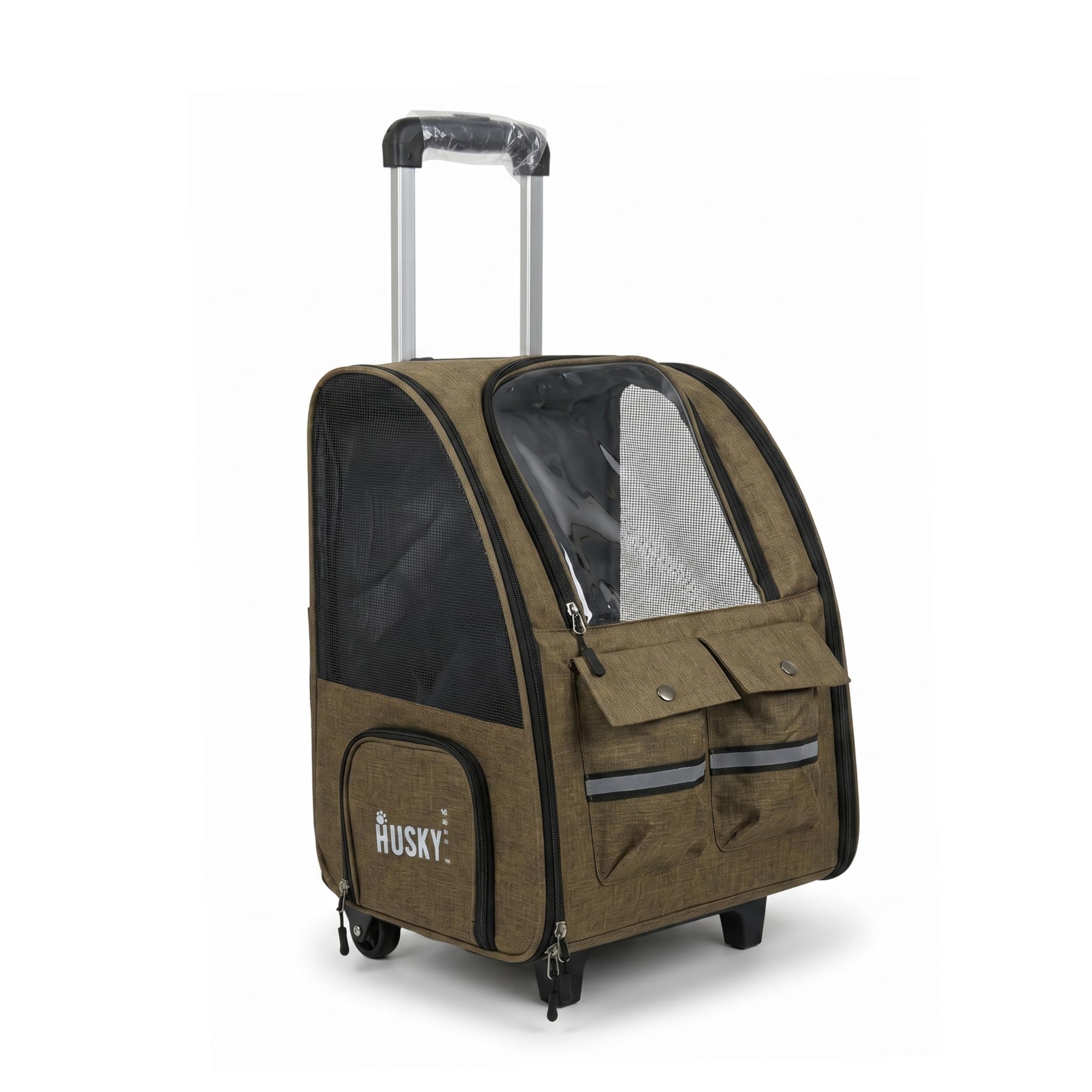 DuoTrek Cat Bag Carrier Backpack Trolley | 2-in-1 Pet Carrier with Detachable Wheel Base for Cats & Small Dogs | Soft-Sided Dog Bag with Storage Pockets, Mesh Ventilation, Up to 9kgs-image-23