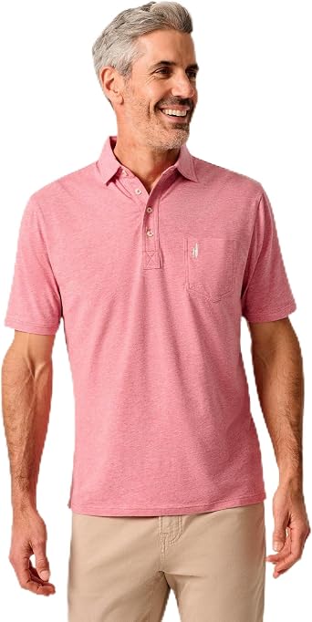 johnnie-O Heathered 2.0 Polo | Mens 4-Button Heathered Cotton Polo | Stretch | Untucked Fit | Breathable
