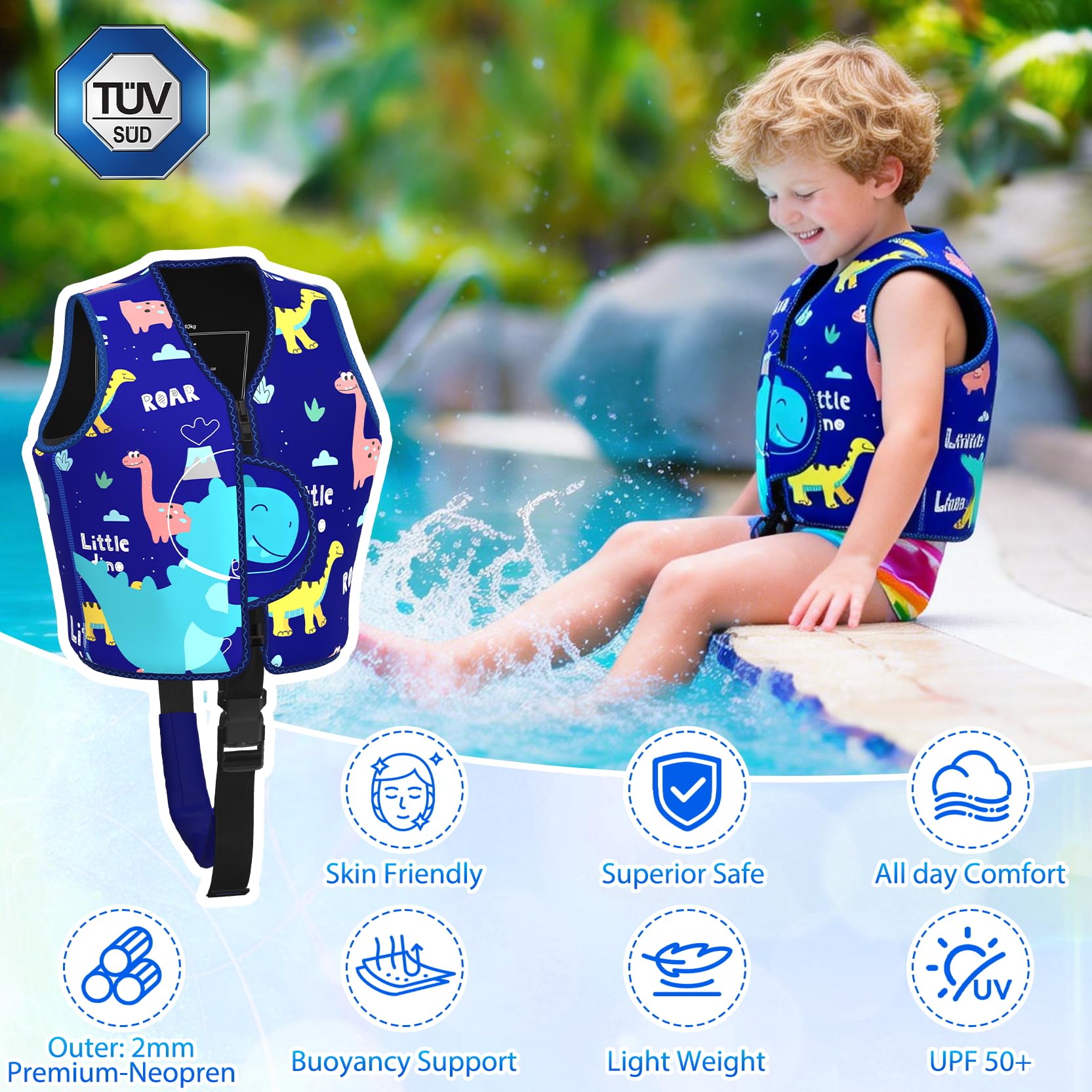 Schwimmweste Kinder 3-6 Jahre,Auftriebsweste Float Jacket für Kinder und Babys,Schwimmtraining Auftrieb Badeweste für Mädchen & Jungen Schwimmhilfe Badeanzug Assist Badeweste