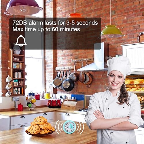 Miniatura 6 de Temporizador mecánico sin batería, temporizador de cocina con imán, administrador de tiempo, se puede utilizar para cocinar, aprender, hornear,