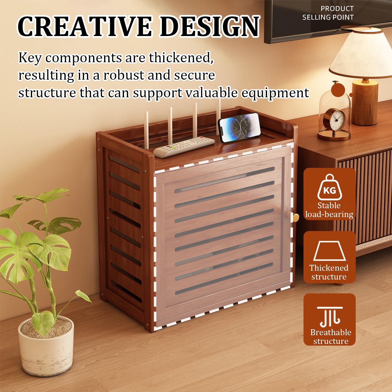 Armadio di archiviazione router WiFi, organizer a doppio strato per modem, presa multipla e gestione dei cavi, ideale per uso domestico e ufficio