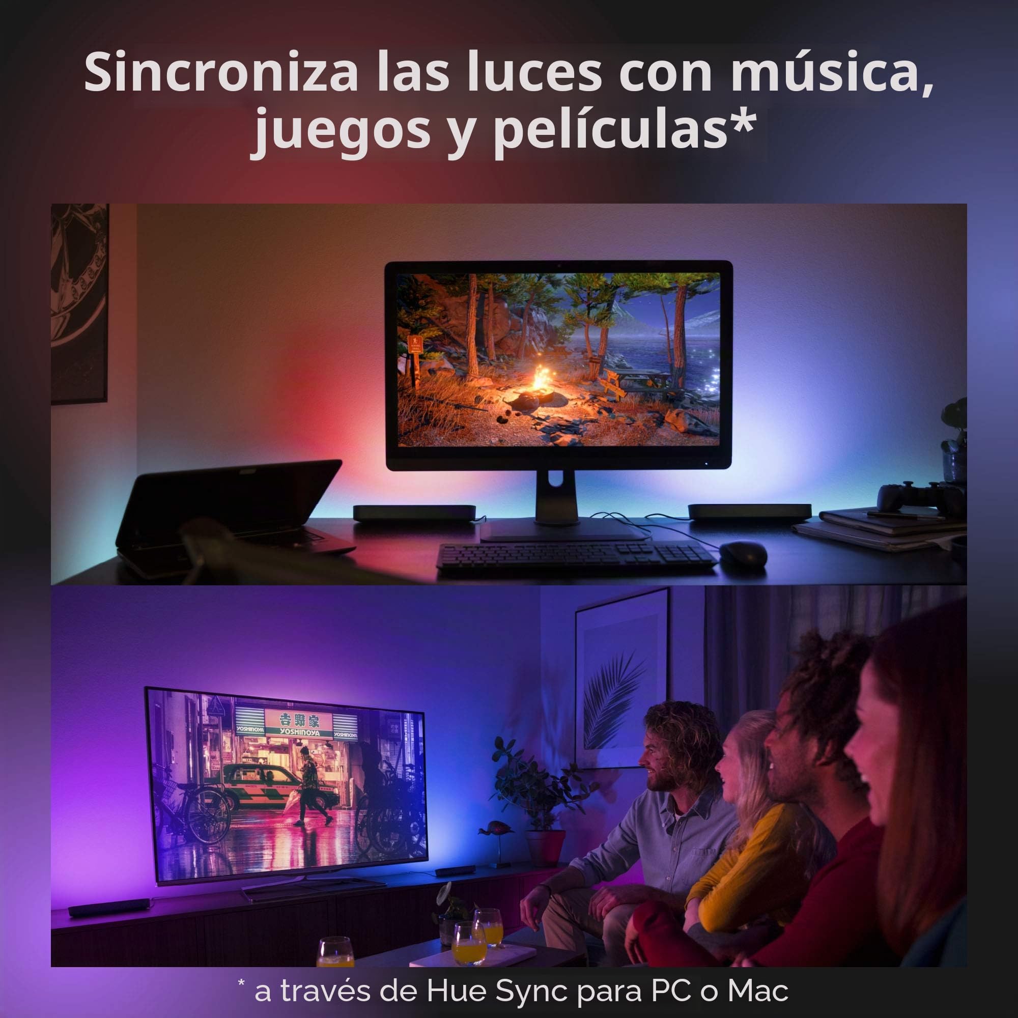 Philips Hue Play Barra de luz regulable, incluye alimentador (2 unidades) Play Barra de luz regulable compatible con Amazon Alexa, requiere conexión a puente Hue