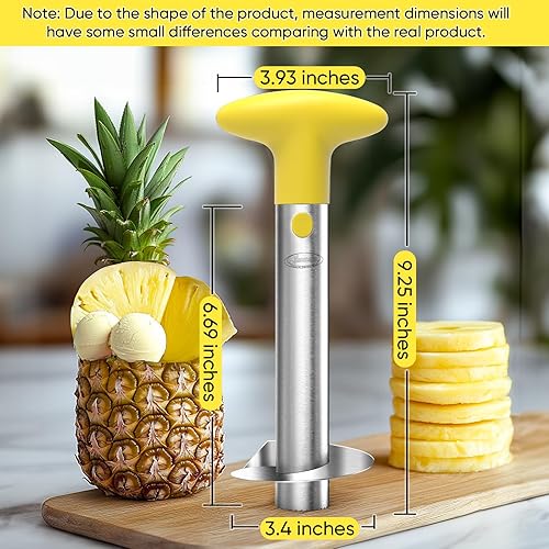 Miniatura 7 de Descorazonador de piña, actualizado, reforzado, hoja más gruesa Newness - removedor prémuim de núcleos de piña de acero inoxidable, herramienta para