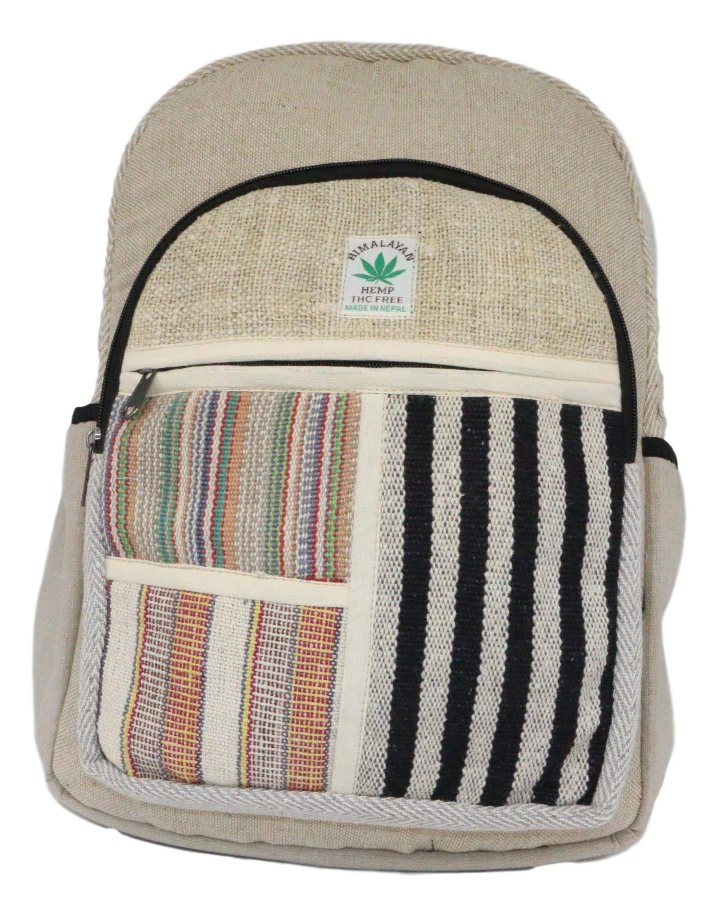 Hemp Backpack Hemp Daypack for School Travel Leisure Outdoor Nature - with Laptop Compartment Handmade in Nepal - Model 135.2