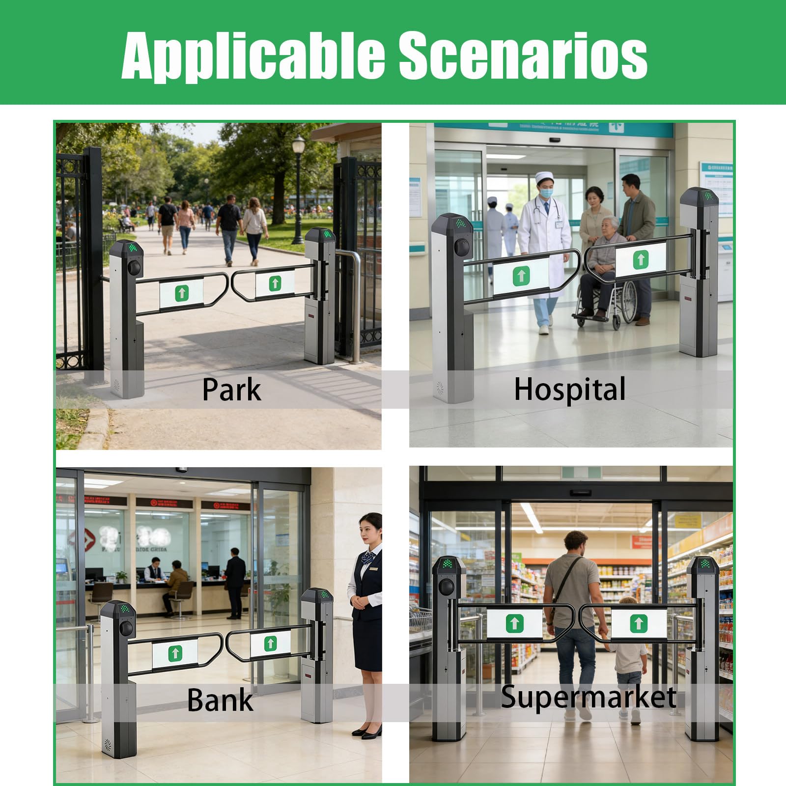 Puerta Abatible Automática con Radar Infrarrojo para Supermercados, Torniquete Eléctrico de 90° (Izquierda+Derecha), Sistemas de Entrada Sin Contacto, Sensibilidad Ajustable