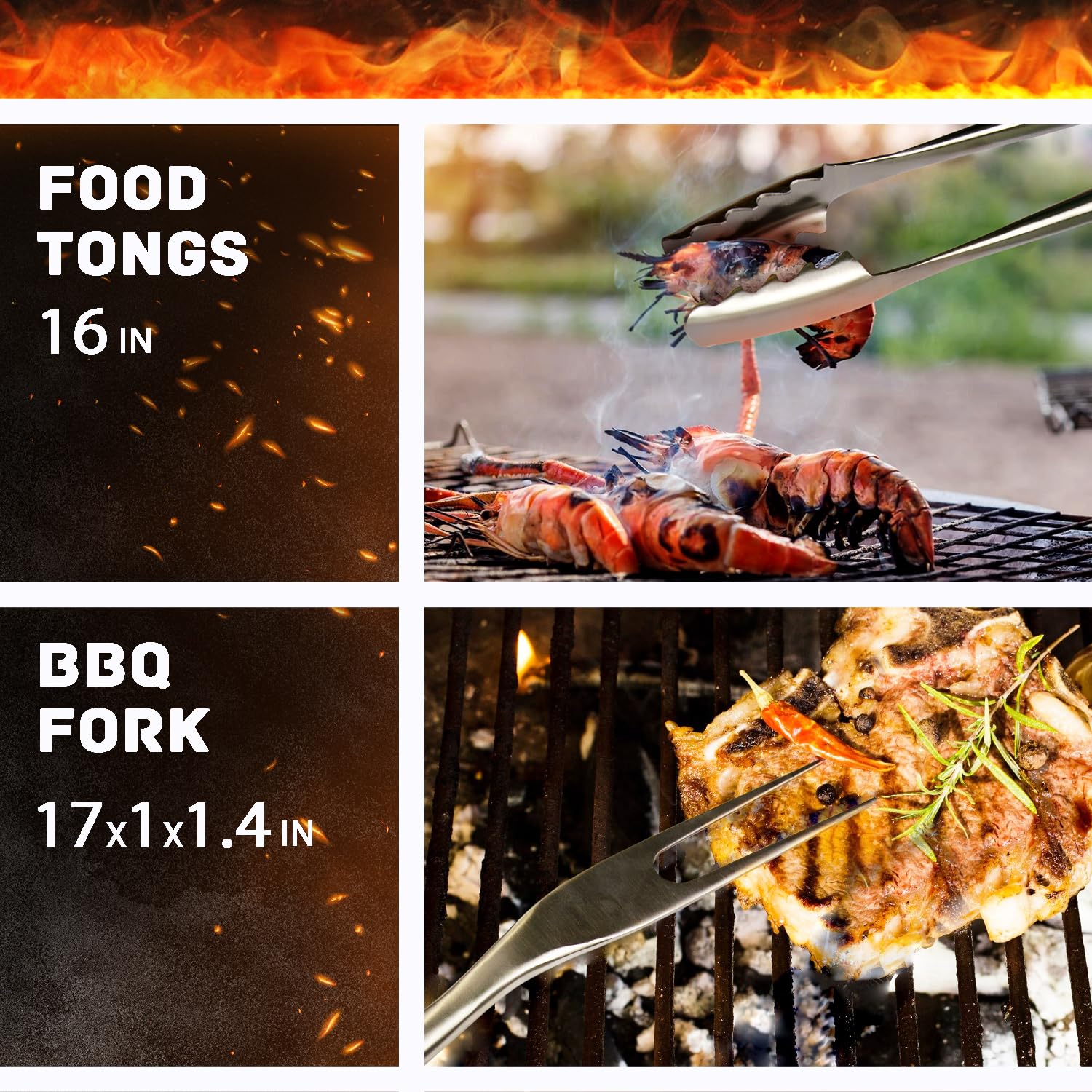 Accesorios para parrilla de barbacoa, juegos de herramientas para barbacoa, kit de accesorios de parrilla de lujo, juego de parrilla con funda, equipo de acero inoxidable de alta calidad, pinzas para