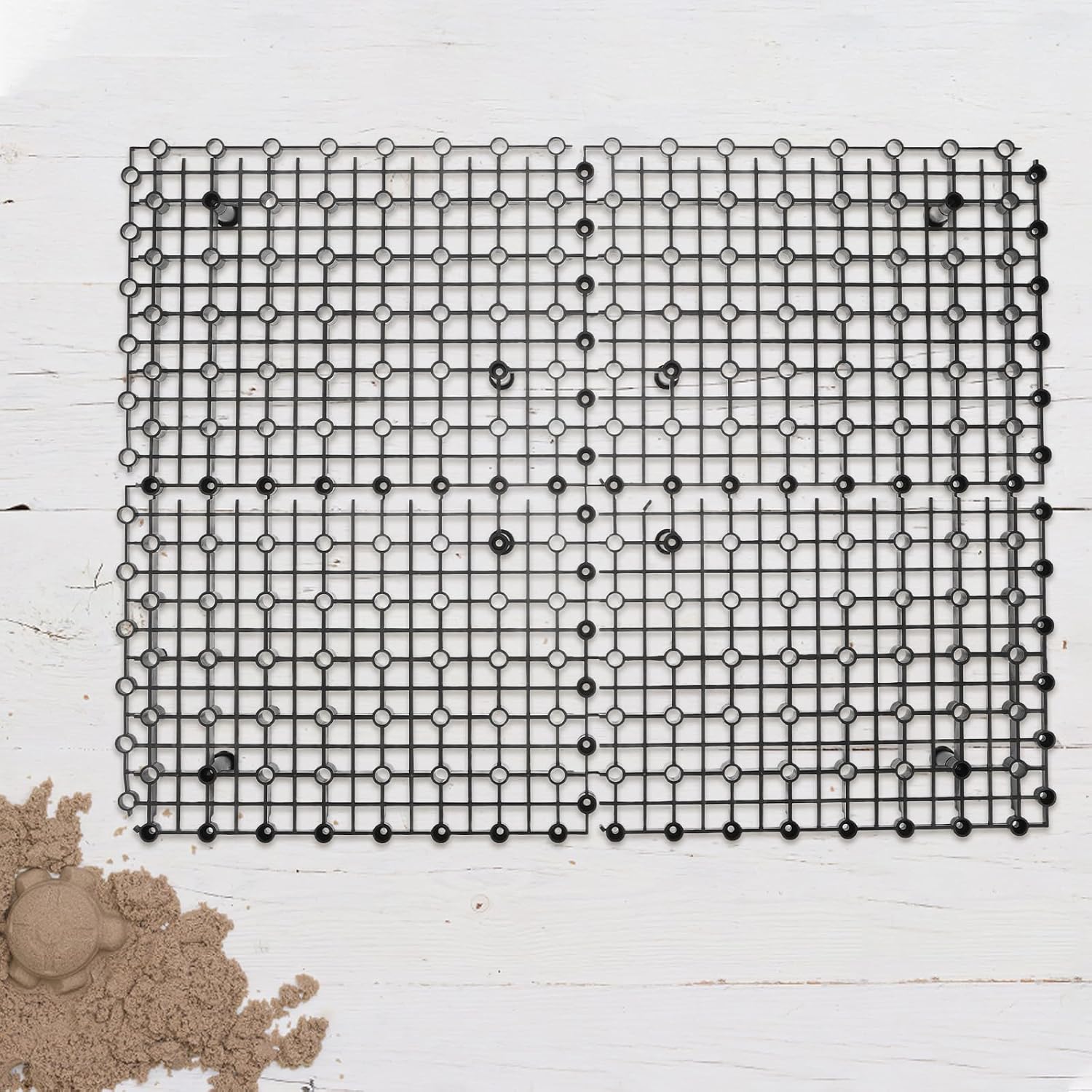 4pcs Fountain Basin Grate for Pond and Water Garden Features - 10x7.7x0.4in Heavy Duty Splicing Tray with Support Feet for Rocks
