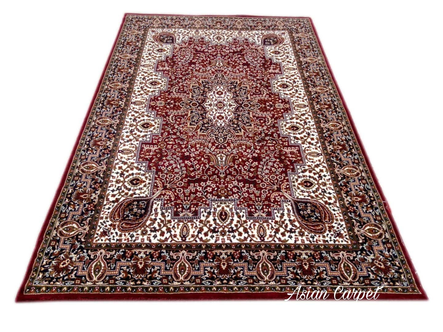 Asian Carpet fine Quality Acrylic Woolen Washable, Traditional Persian Design Carpet for Your Living Room, Bedroom, Drawing Room & Hall. (Size 5 x 7, Colour Ivory White 01)