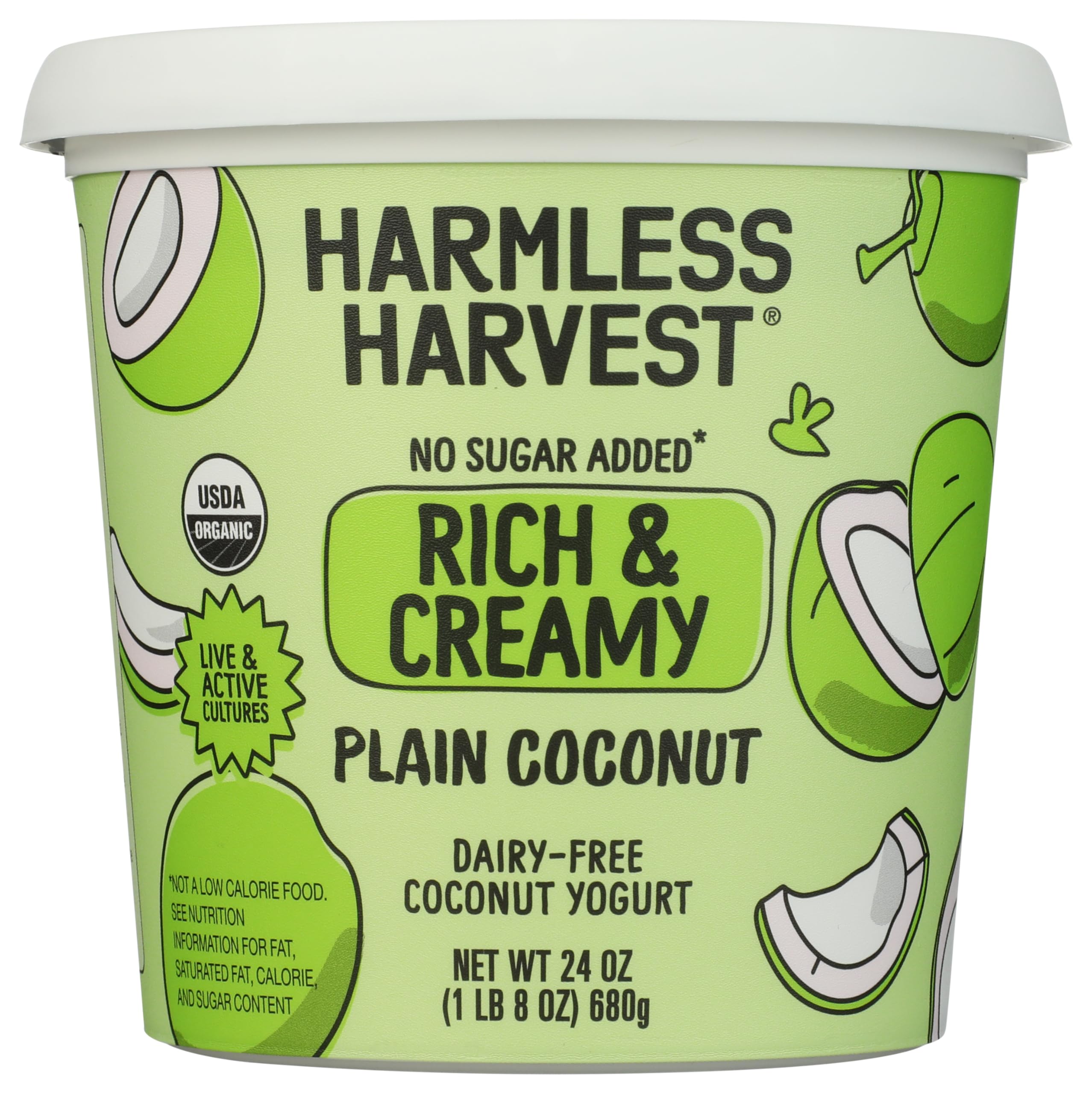 Organic Unsweetened Plain Rich & Creamy Coconut Yogurt by Harmless Harvest – 24 Ounce, Model 0810068900750