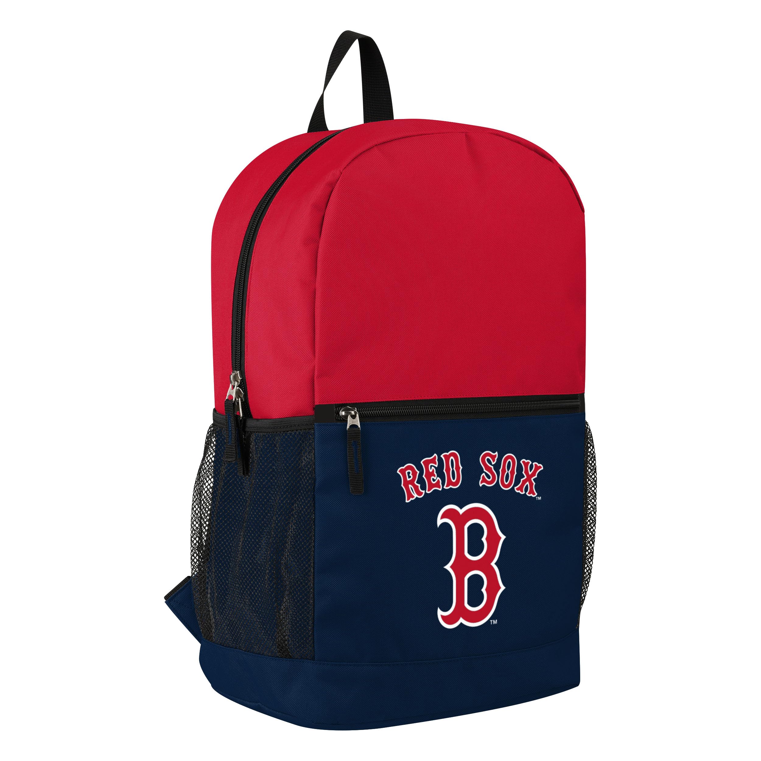 FOCO MLB Officially Licensed Baseball Team Color Primary Logo 2 Tone Big Logo Color Block School Bag Travel Backpack, Boston Red Sox, One Size, Daypack Backpacks