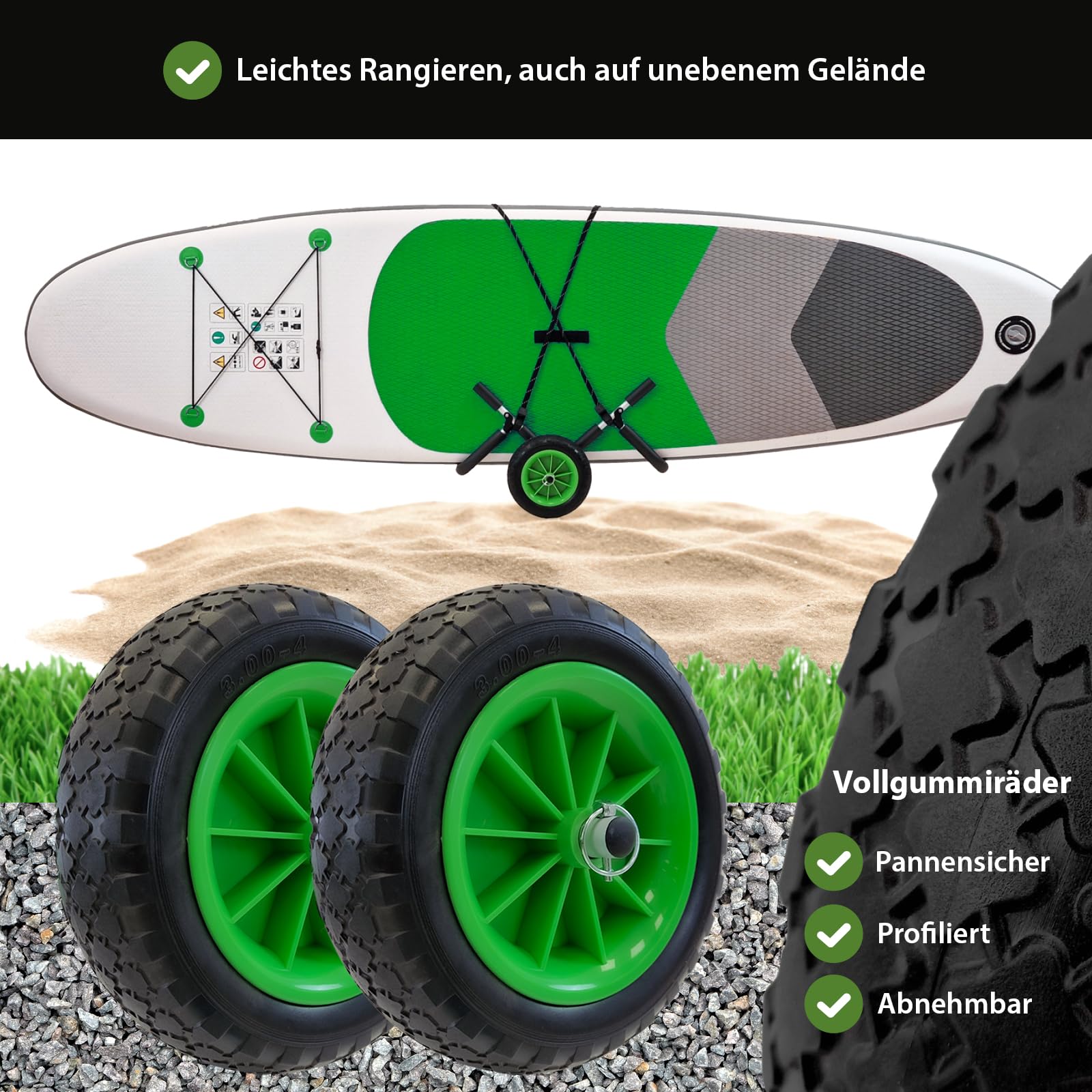 TRUTZHOLM SUP Wagen aus Aluminium mit Schaumstoff-Polsterung für Wassersportgeräte klappbarer Stand Up Pladdle Wagen mit PU-Rädern Kajakwagen Trolley Bootswagen Surfwagen inkl. 2 Sicherheitsgurte